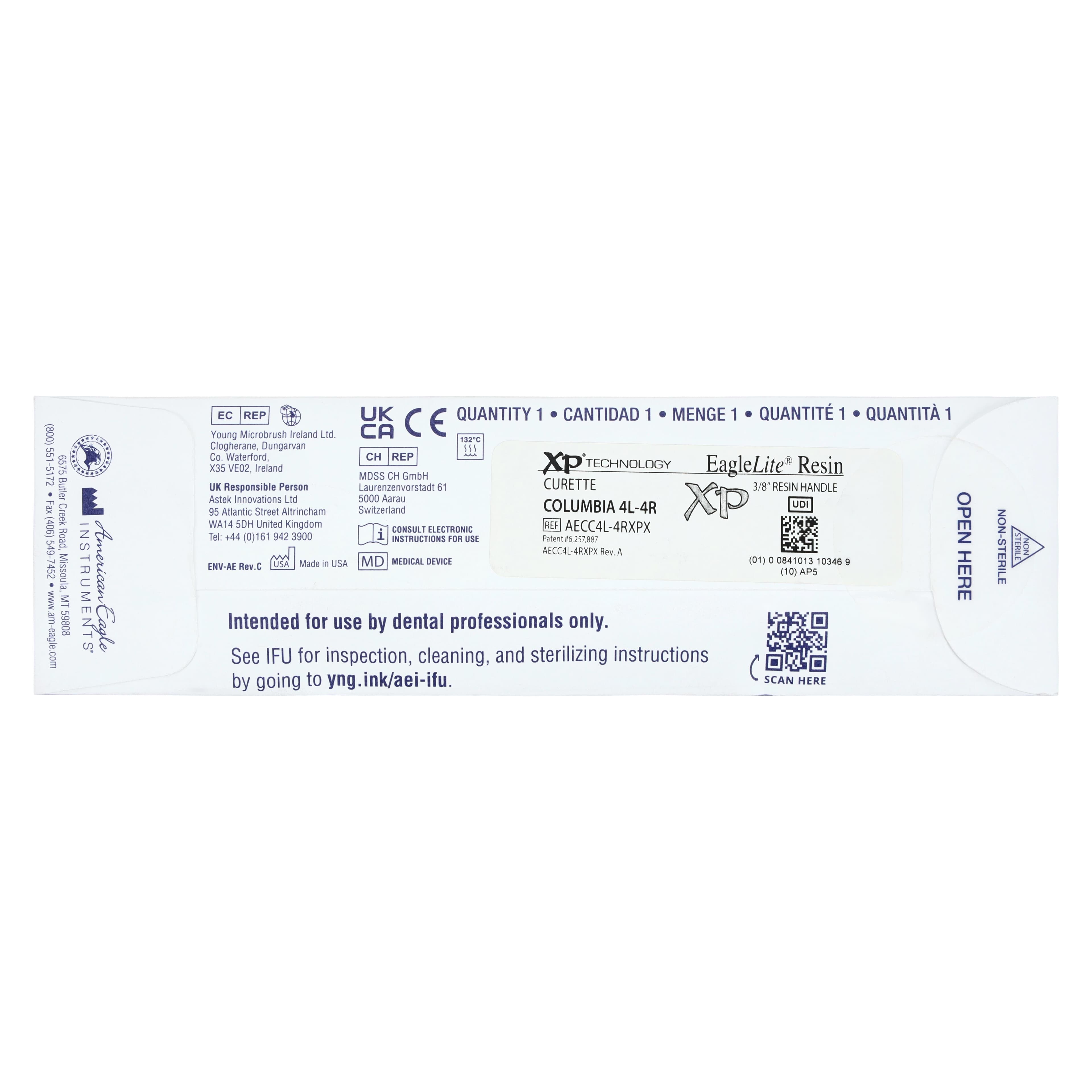 American Eagle Instruments Columbia 4L/4R XP Sharpen-Free Universal Curette, Double-Ended, EagleLite Resin Handle, Red, 3/8" (9.5mm), 1/Pk, AECC4L-4RXPX thumbnail 7