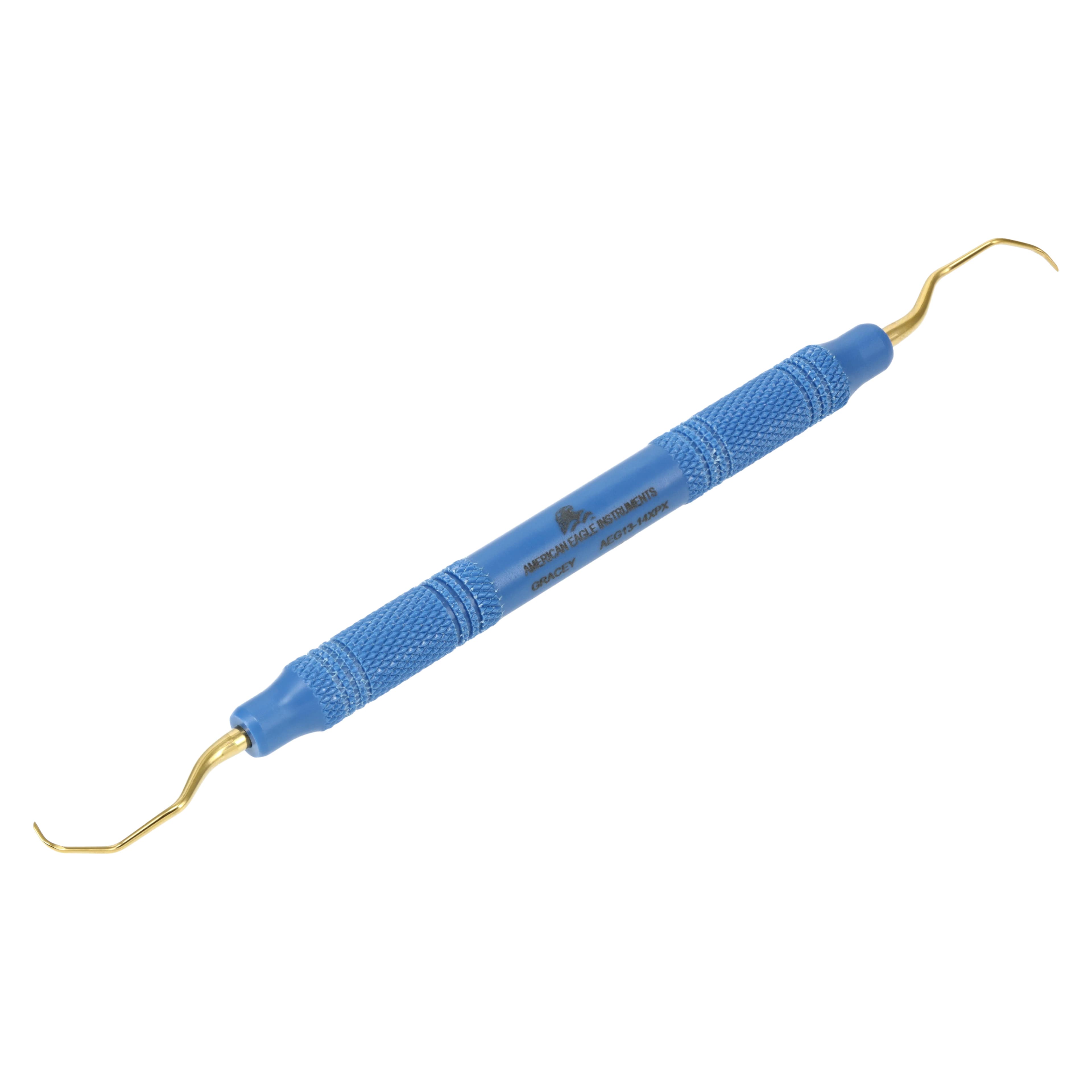 American Eagle Instruments Standard Gracey Curette, XP, #13-14, Posterior Distal, EagleLite Resin Handle, 3/8" Blue, Double-Ended, 1/Pk, AEG13-14XPX thumbnail 2