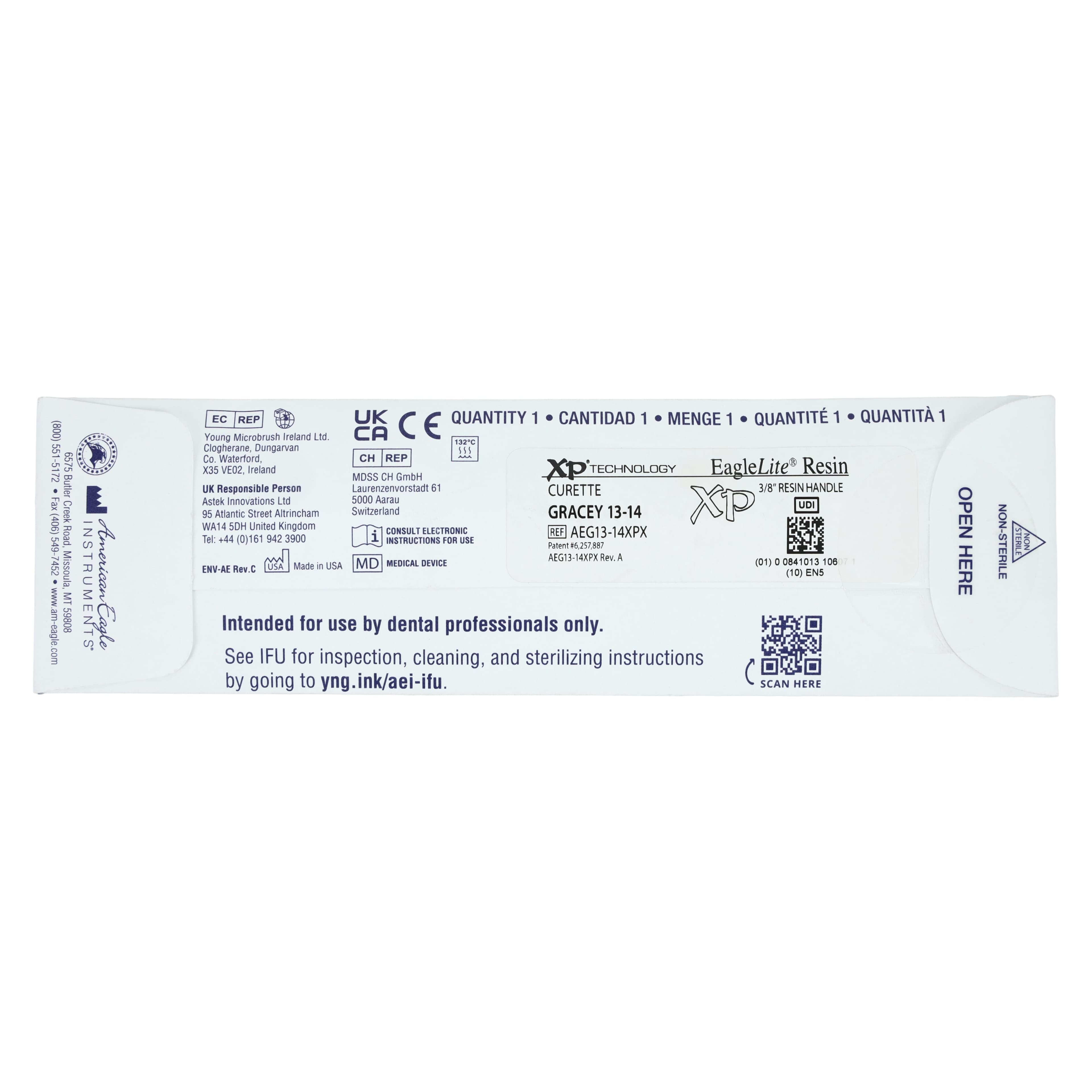 American Eagle Instruments Standard Gracey Curette, XP, #13-14, Posterior Distal, EagleLite Resin Handle, 3/8" Blue, Double-Ended, 1/Pk, AEG13-14XPX thumbnail 7