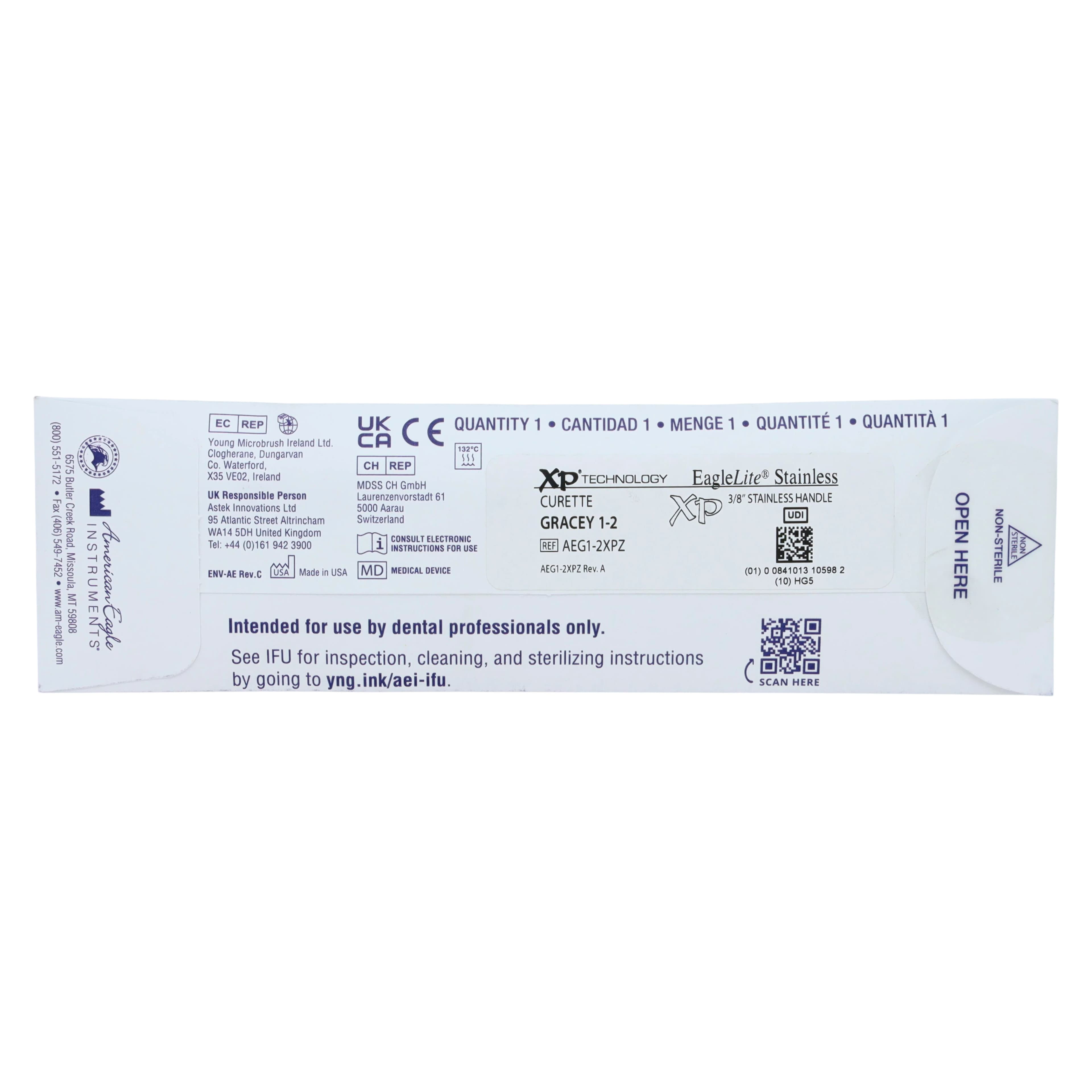 American Eagle XP Gracey Curette #1-2, Double-Ended, EagleLite Stainless Steel Handle, 3/8", AEG1-2XPZ thumbnail 7