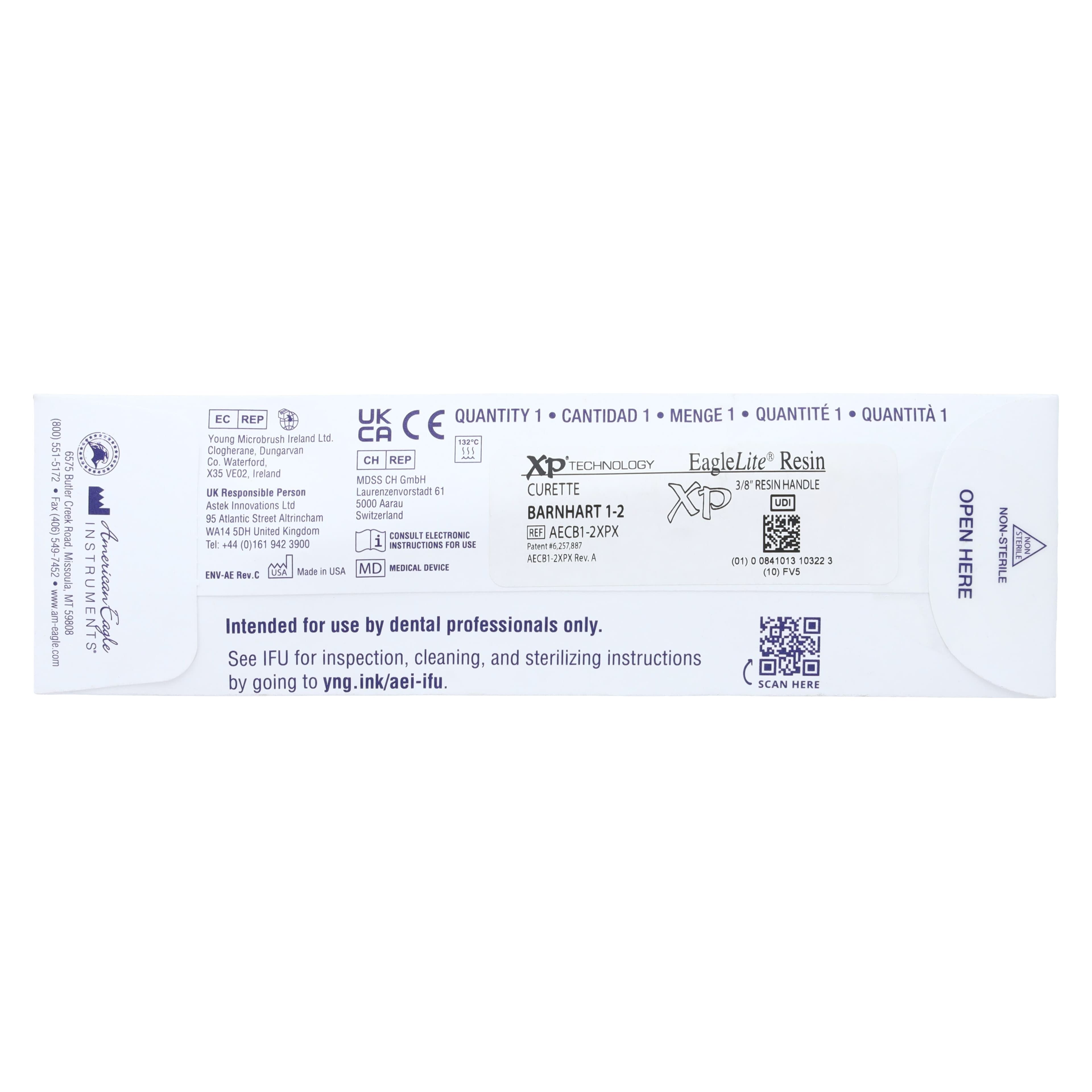 American Eagle Instruments Barnhart 1-2 XP Universal Curette, Double-Ended, EagleLite Resin Handle, Purple, 3/8" (9.5mm), AECB1-2XPX thumbnail 7