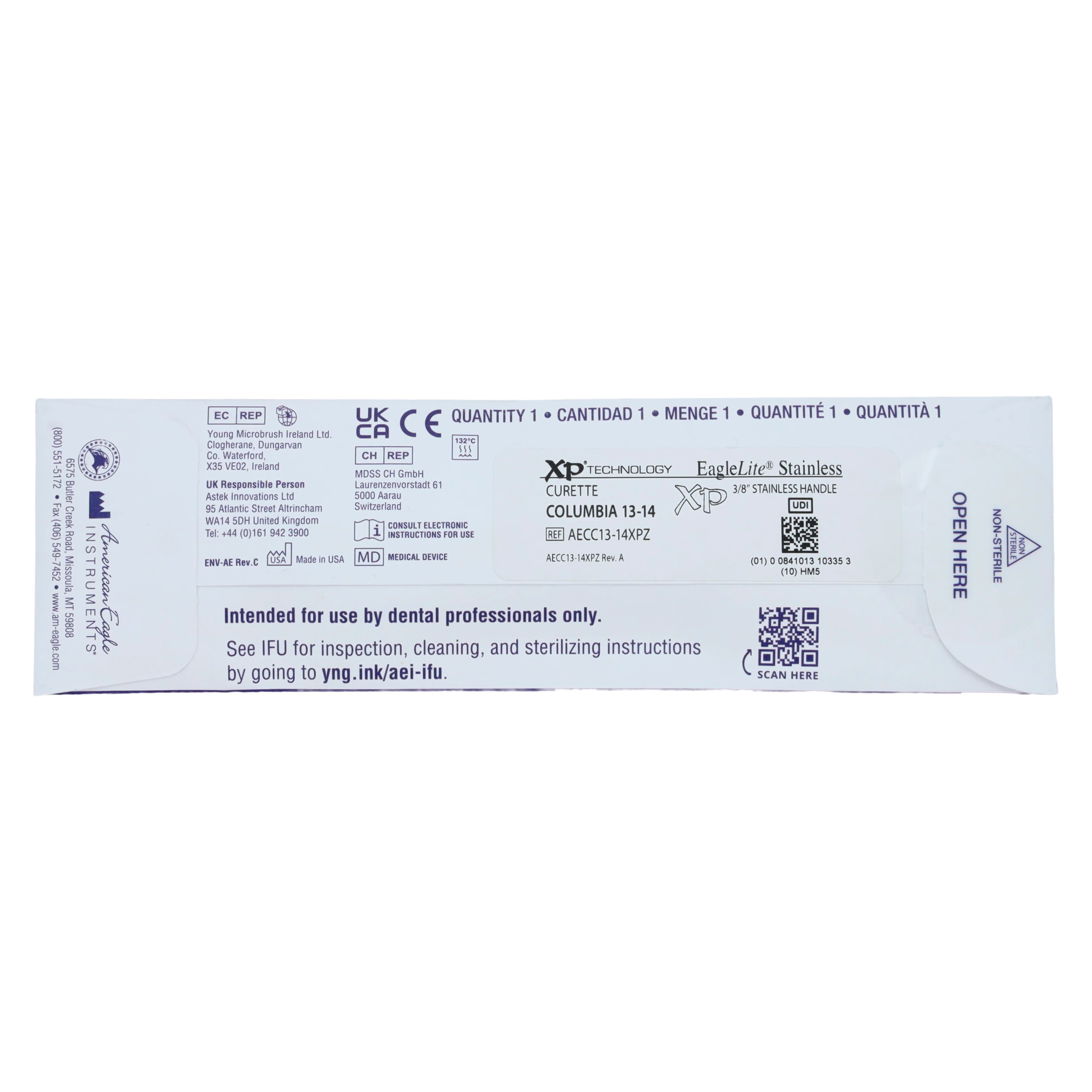 American Eagle Instruments Universal Curette, #13-14 Columbia, XP Sharpen-Free, Double-Ended, EagleLite Stainless Steel Handle, 1/Pk, AECC13-14XPZ thumbnail 7