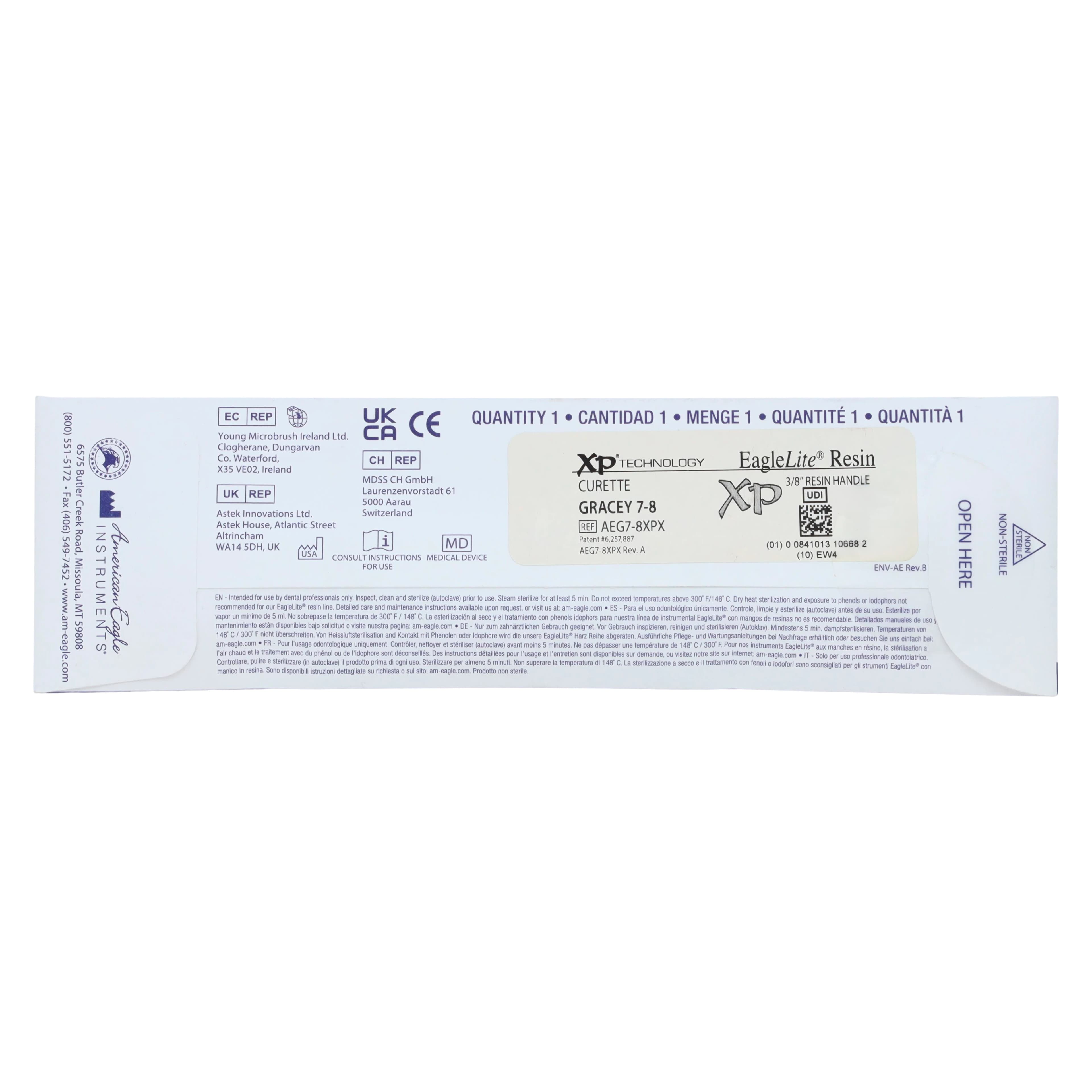 American Eagle Instruments Standard Gracey Curette, XP, #7-8, Pre-Molar/Molar, Double-Ended, EagleLite Resin Handle, 3/8", Green, 1/Pk, AEG7-8XPX thumbnail 7