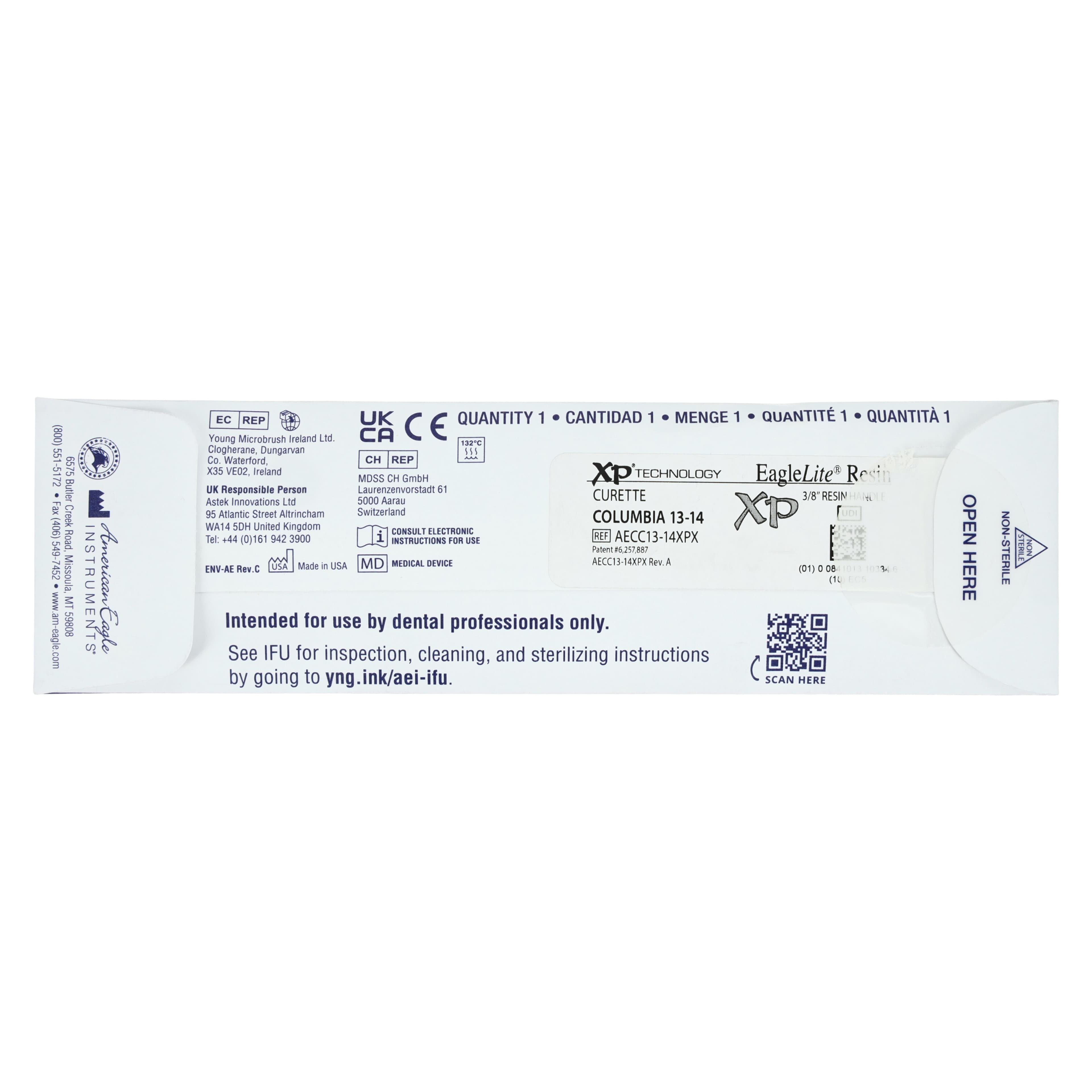 American Eagle Instruments Columbia 13/14 XP Universal Curette, Double-Ended, EagleLite Resin Handle, Blue, 1/Pk, AECC13-14XPX thumbnail 7