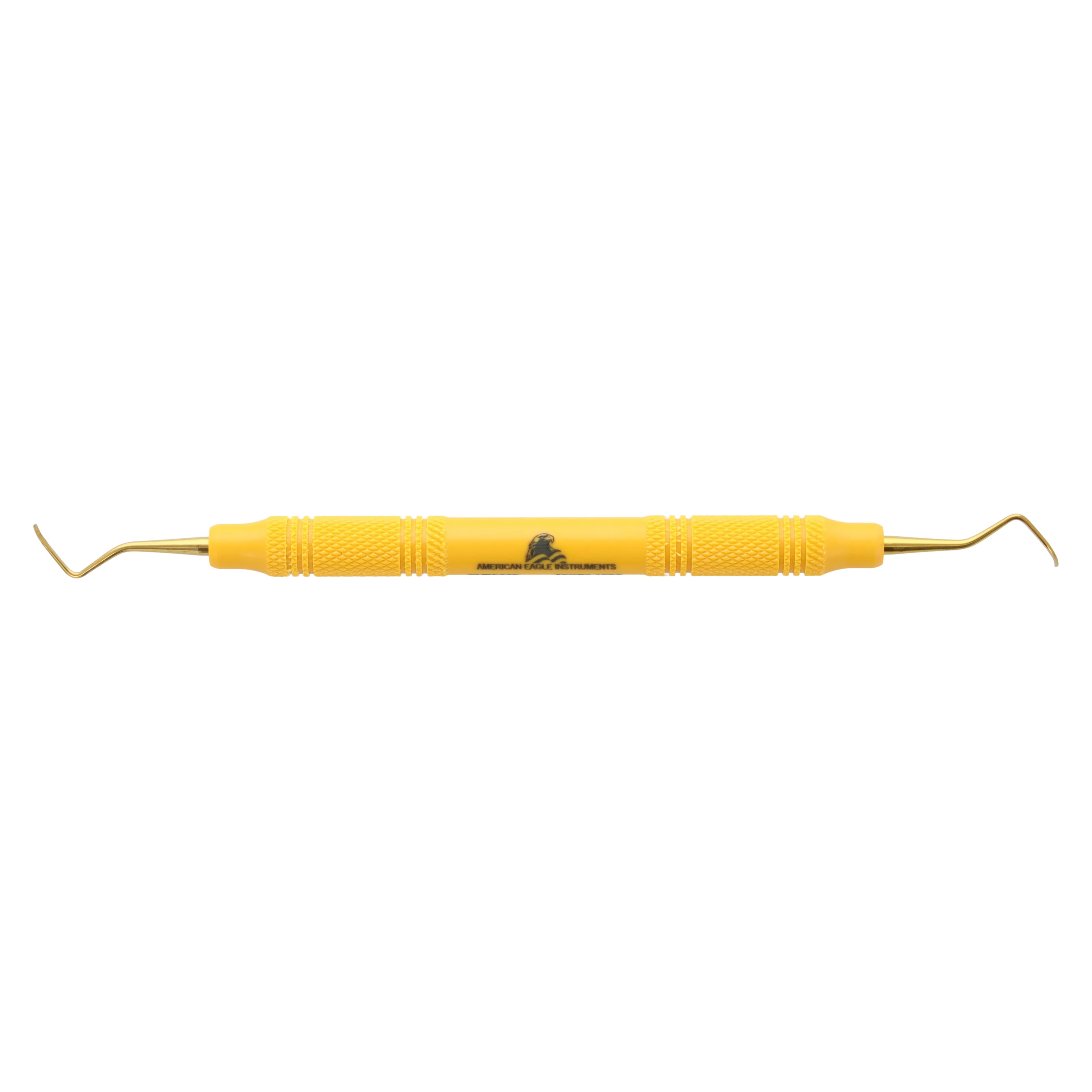 American Eagle Instruments Universal Curette, XP, #3-4 Rules, Smallest Posterior, Double-End, EagleLite Resin Handle, 3/8", Yellow, 1/Pk, AECR3-4XPX - Universal Curette, XP, # 3-4 Rules, Smallest Posterior, Double-End, Resin, 3/8", Yellow, 1/Pk - Image 1