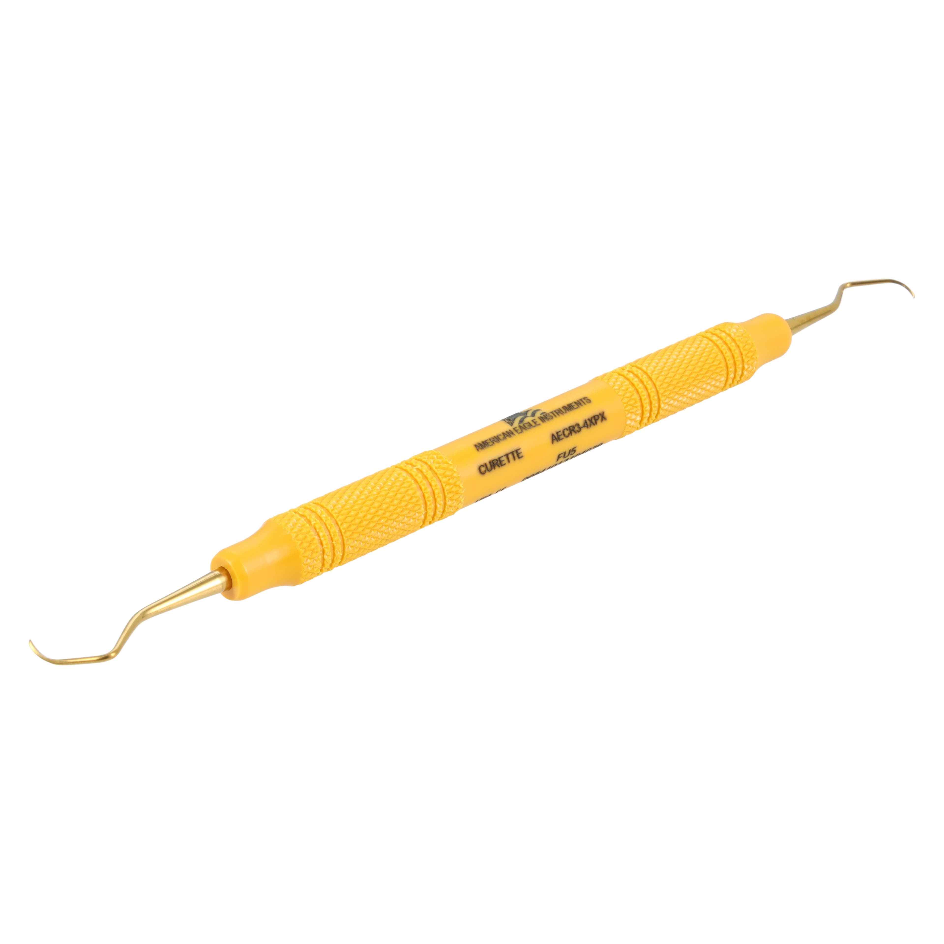 American Eagle Instruments Universal Curette, XP, #3-4 Rules, Smallest Posterior, Double-End, EagleLite Resin Handle, 3/8", Yellow, 1/Pk, AECR3-4XPX thumbnail 2