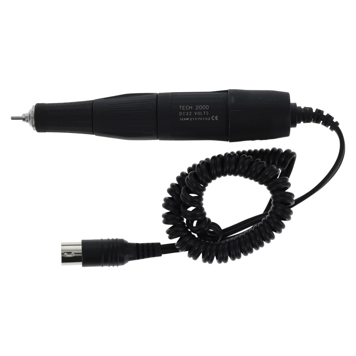 Tech2000 Low Speed Electric Handpiece, Straight, Twist Tension Manual Chuck, 35,000 RPM, 3/32" Chuck, Black thumbnail 2