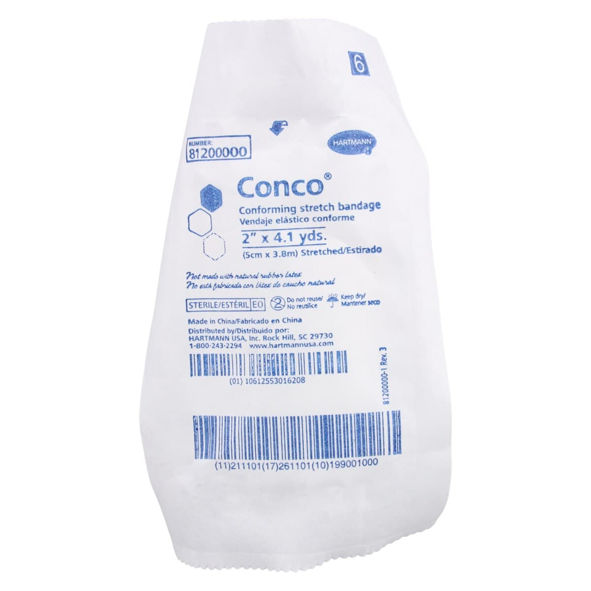 Hartmann Conco ST Conforming Gauze Bandage, Polyester, 2" x 4.1 yd, Sterile, 12 Rolls/Bag thumbnail 3