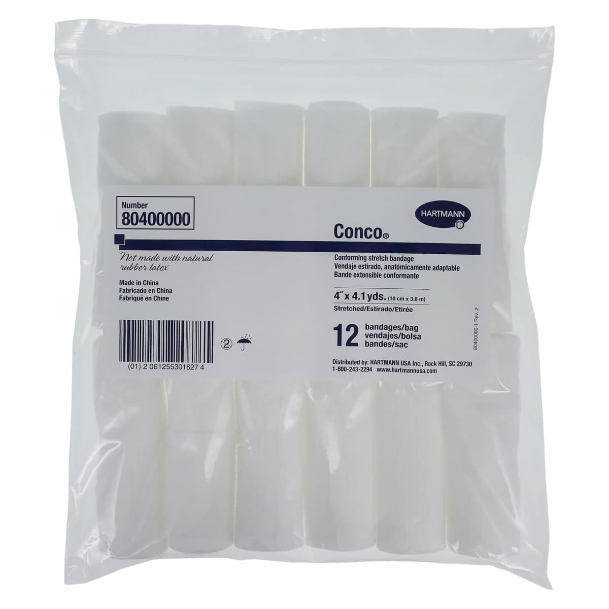 Hartmann Bandage Conform Conco Non-Sterile Gauze, Polyester, 4" x 4.1 yd, 12 Rolls/Bag - Bandage Confrm Conco NS - Image 1