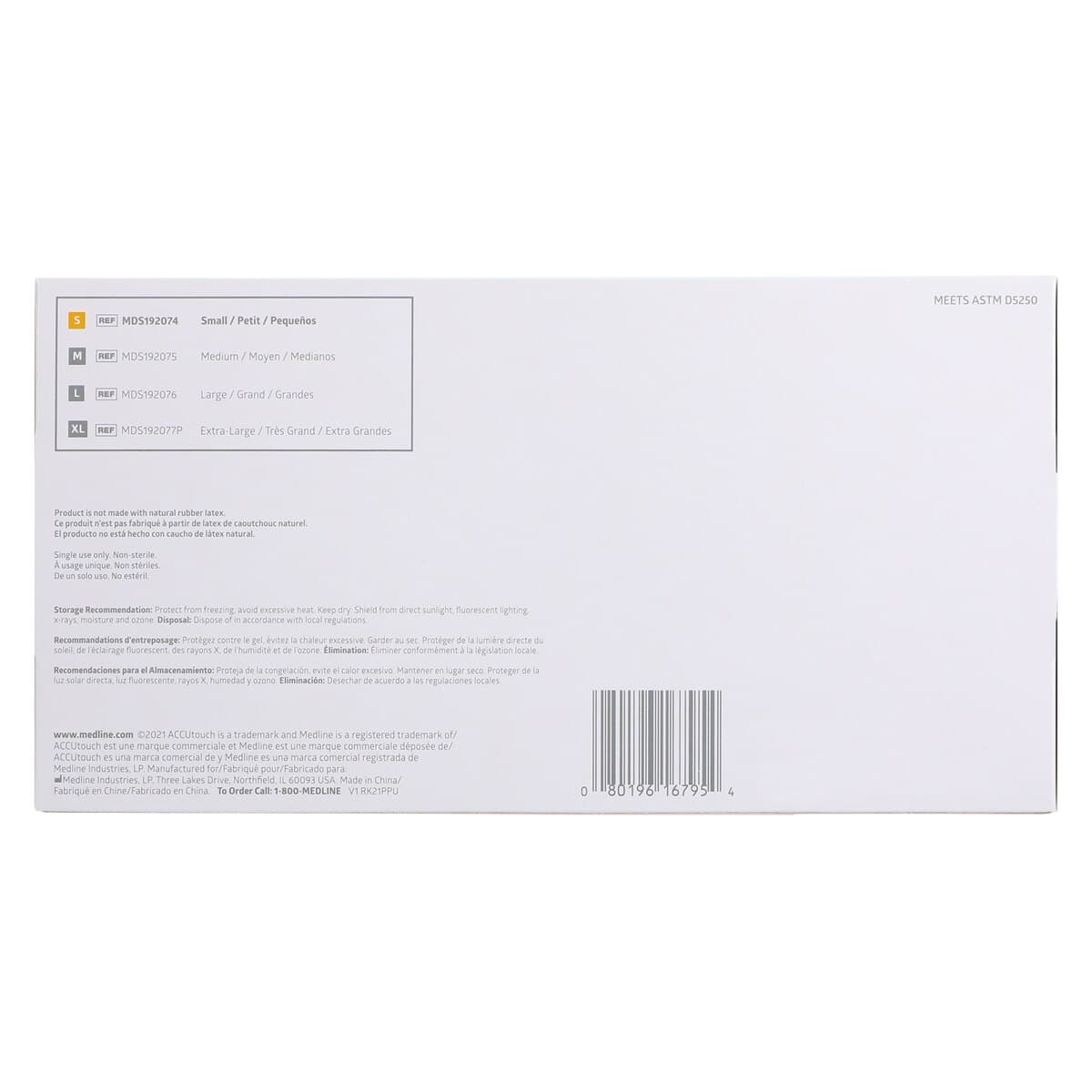 Medline AccuTouch PF Vinyl Examination Gloves, Powder Free, Non-Sterile, Small, Clear, 192074 thumbnail 7