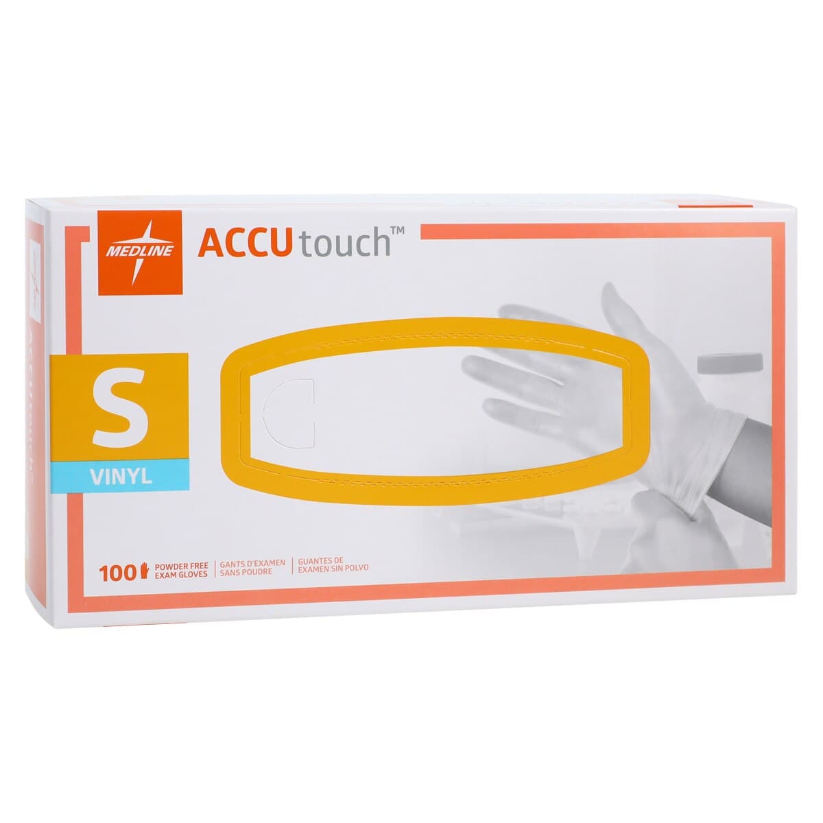 Medline AccuTouch PF Vinyl Examination Gloves, Powder Free, Non-Sterile, Small, Clear, 192074 thumbnail 4