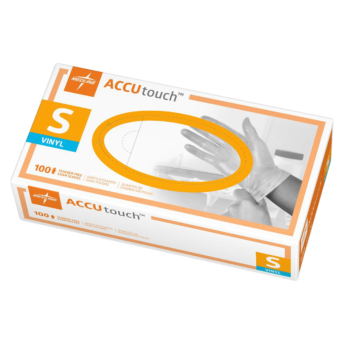 Medline AccuTouch PF Vinyl Examination Gloves, Powder Free, Non-Sterile, Small, Clear, 192074 thumbnail 2