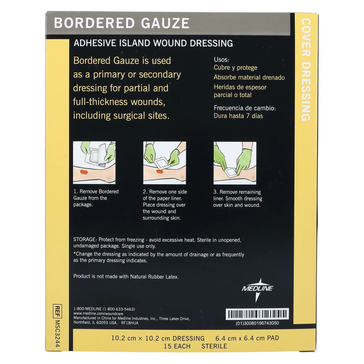 Medline Gauze Bordered Pad, Sterile, 4x4", Non-Adherent, Adhesive, White, Latex-Free thumbnail 5