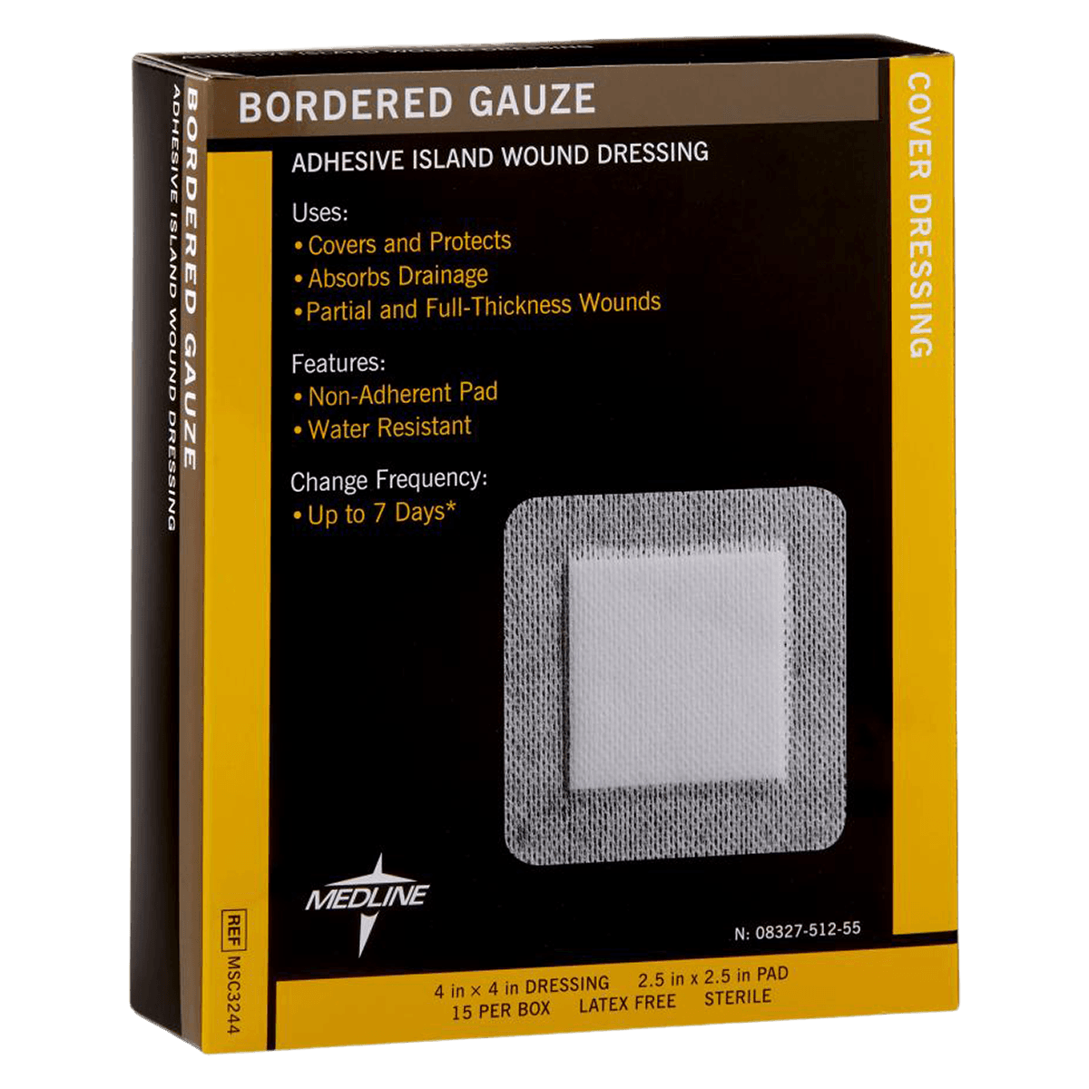 Medline Gauze Bordered Pad, Sterile, 4x4", Non-Adherent, Adhesive, White, Latex-Free thumbnail 2