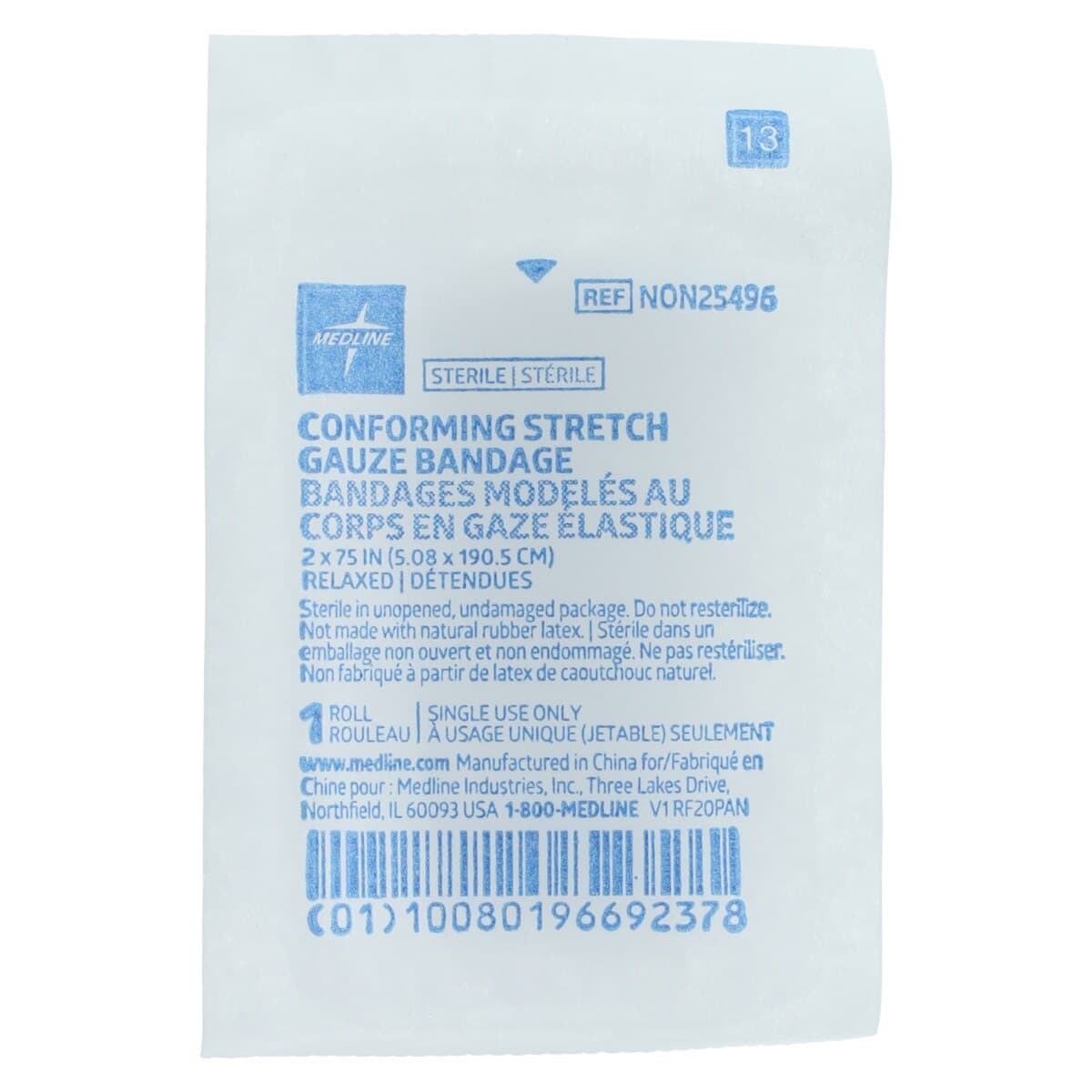 Medline Sof-Form Conforming Gauze Bandage, 2" x 75", 3 Ply, Sterile, 12/Box thumbnail 3