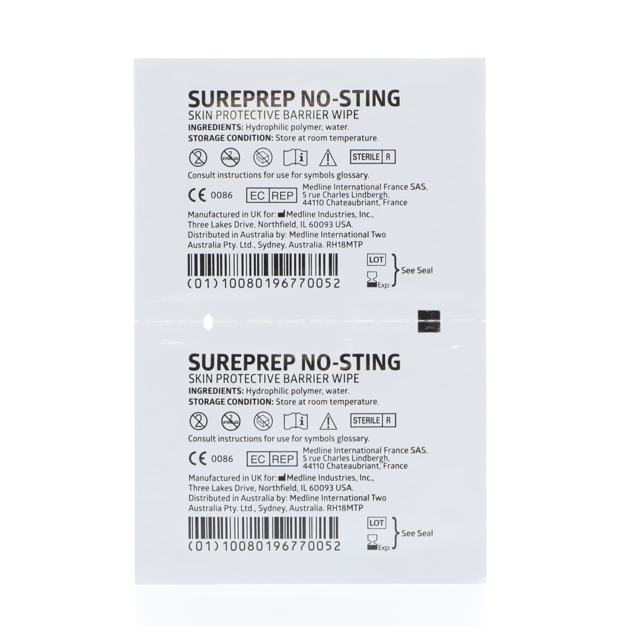Sureprep No-Sting Protective Wipes, Alcohol Free, 1 mL, Transparent, 50/Box thumbnail 7