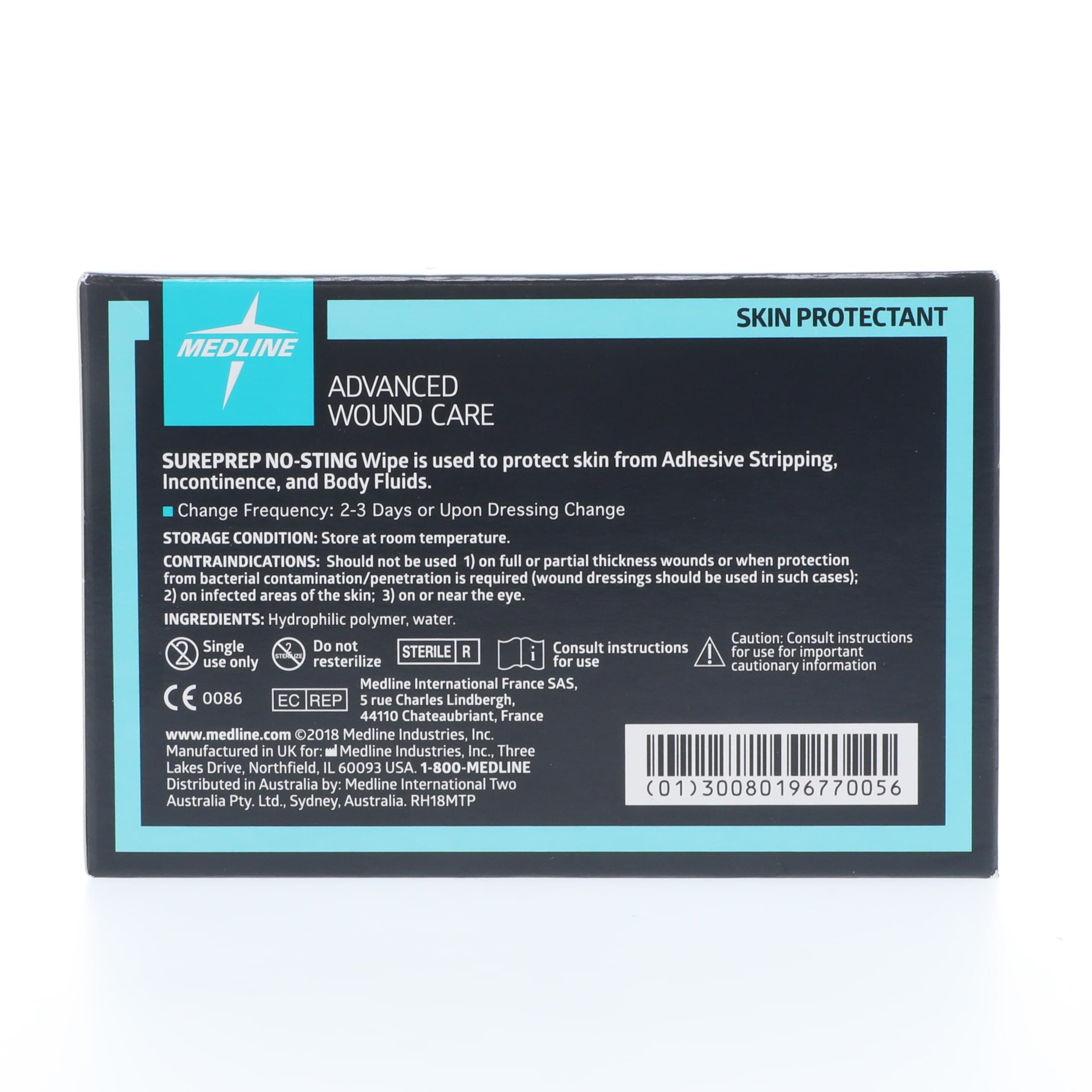 Sureprep No-Sting Protective Wipes, Alcohol Free, 1 mL, Transparent, 50/Box thumbnail 3