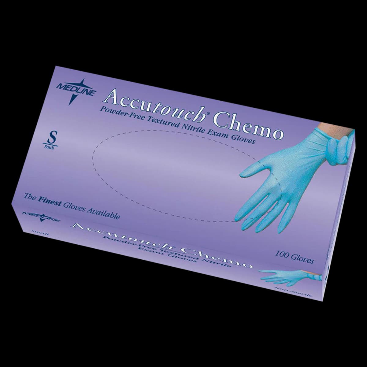 Medline Accutouch Chemo Nitrile Exam Gloves, Powder Free, Non-Sterile, Small, Blue, 100/Box - Accutouch Nitrile Blue Chemo - Image 1