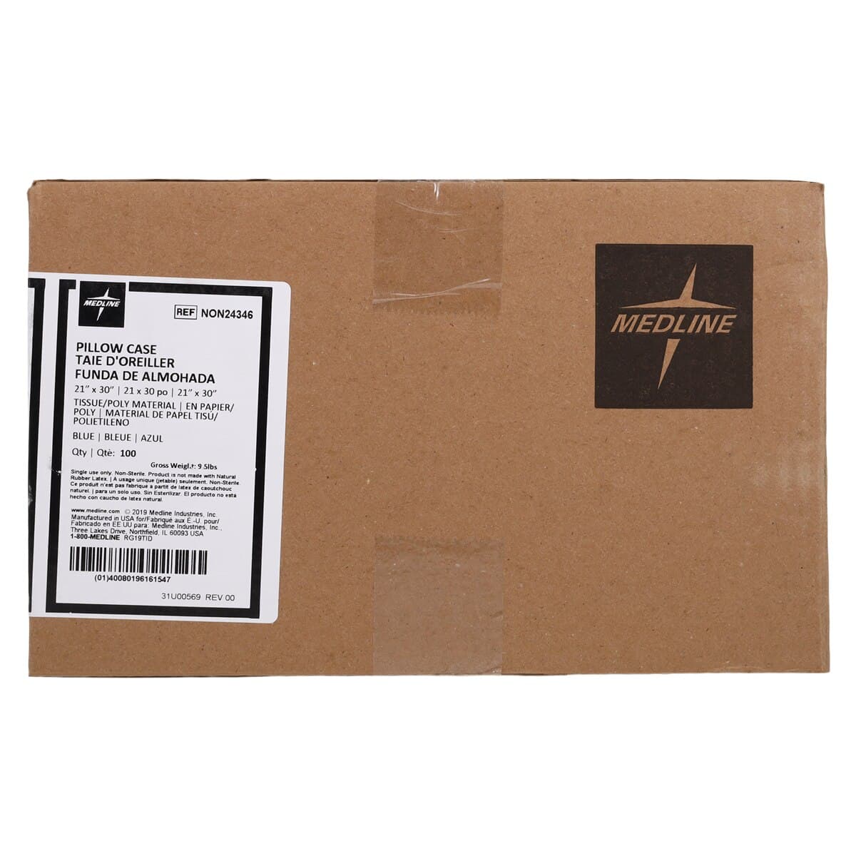 Medline Disposable Poly Pillowcase, Tissue/Poly, Blue, 21 in x 30 in, 100/Case thumbnail 3