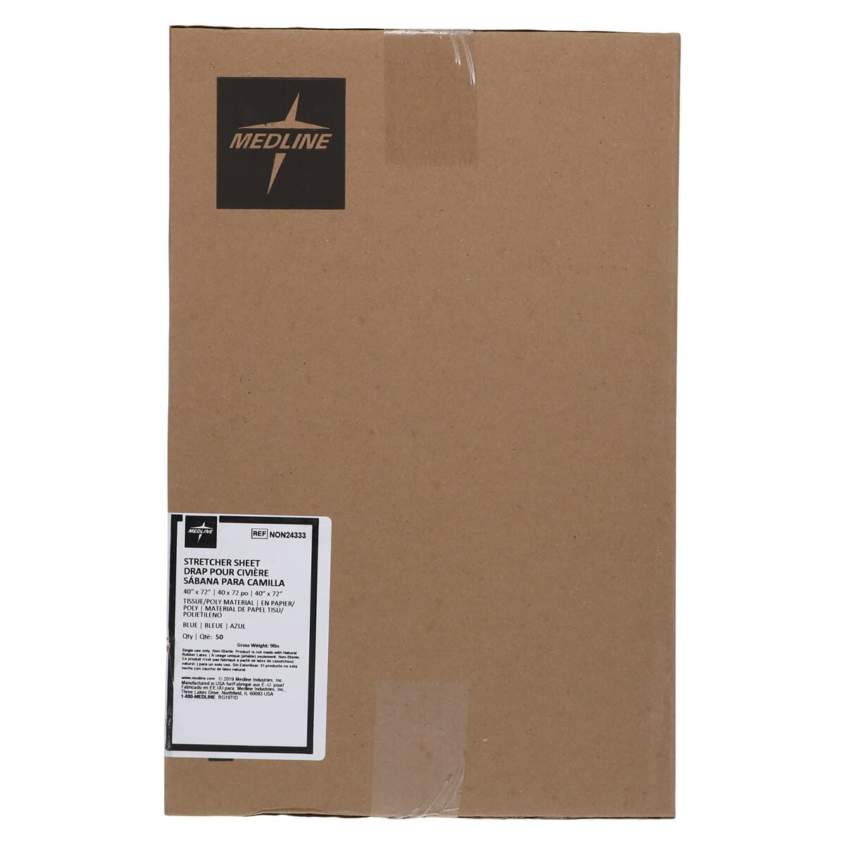 Medline Stretcher Sheet, Non-Sterile, 40 in x 72 in, Blue, 50/Case thumbnail 3