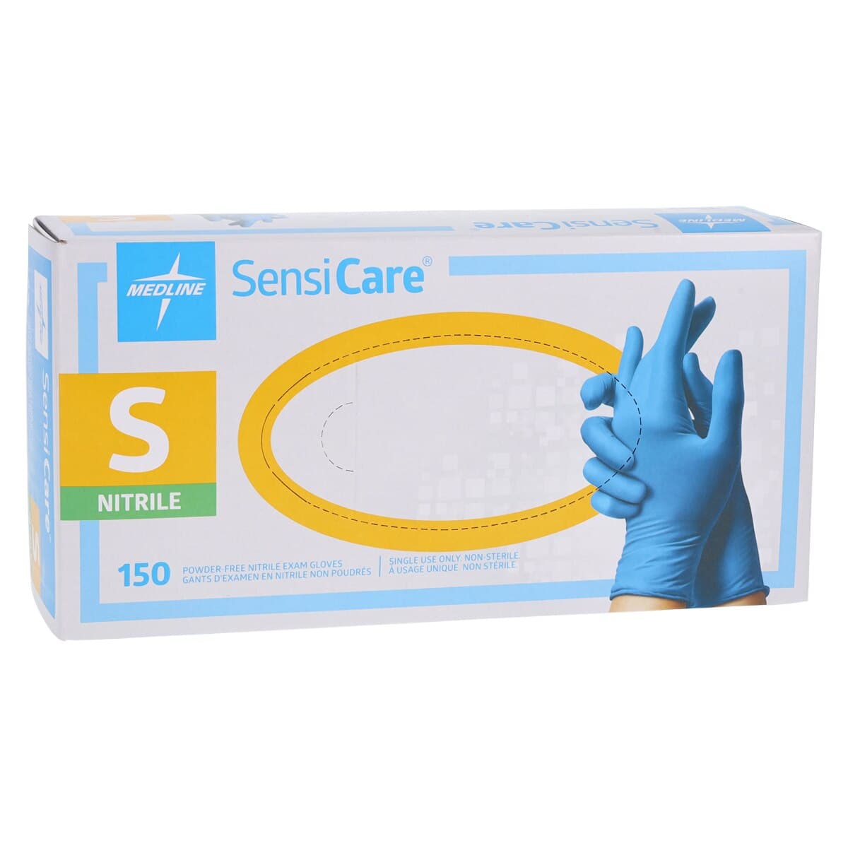 SensiCare Nitrile Exam Gloves, Powder Free, Non-Sterile, Small, Blue, 150/Box thumbnail 4