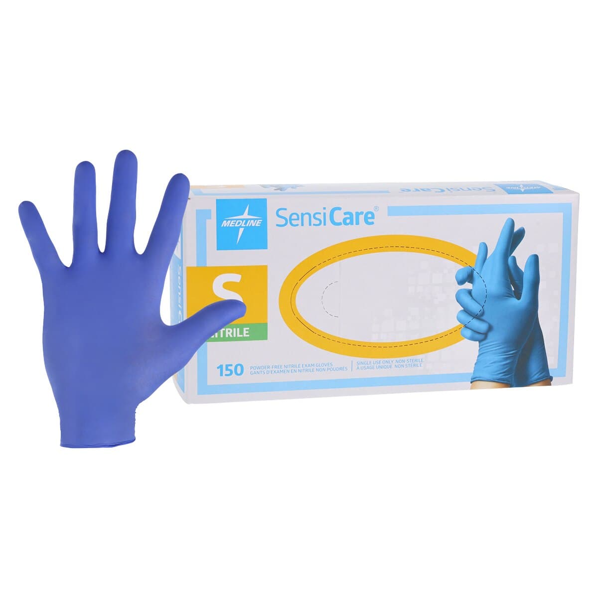 SensiCare Nitrile Exam Gloves, Powder Free, Non-Sterile, Small, Blue, 150/Box thumbnail 2
