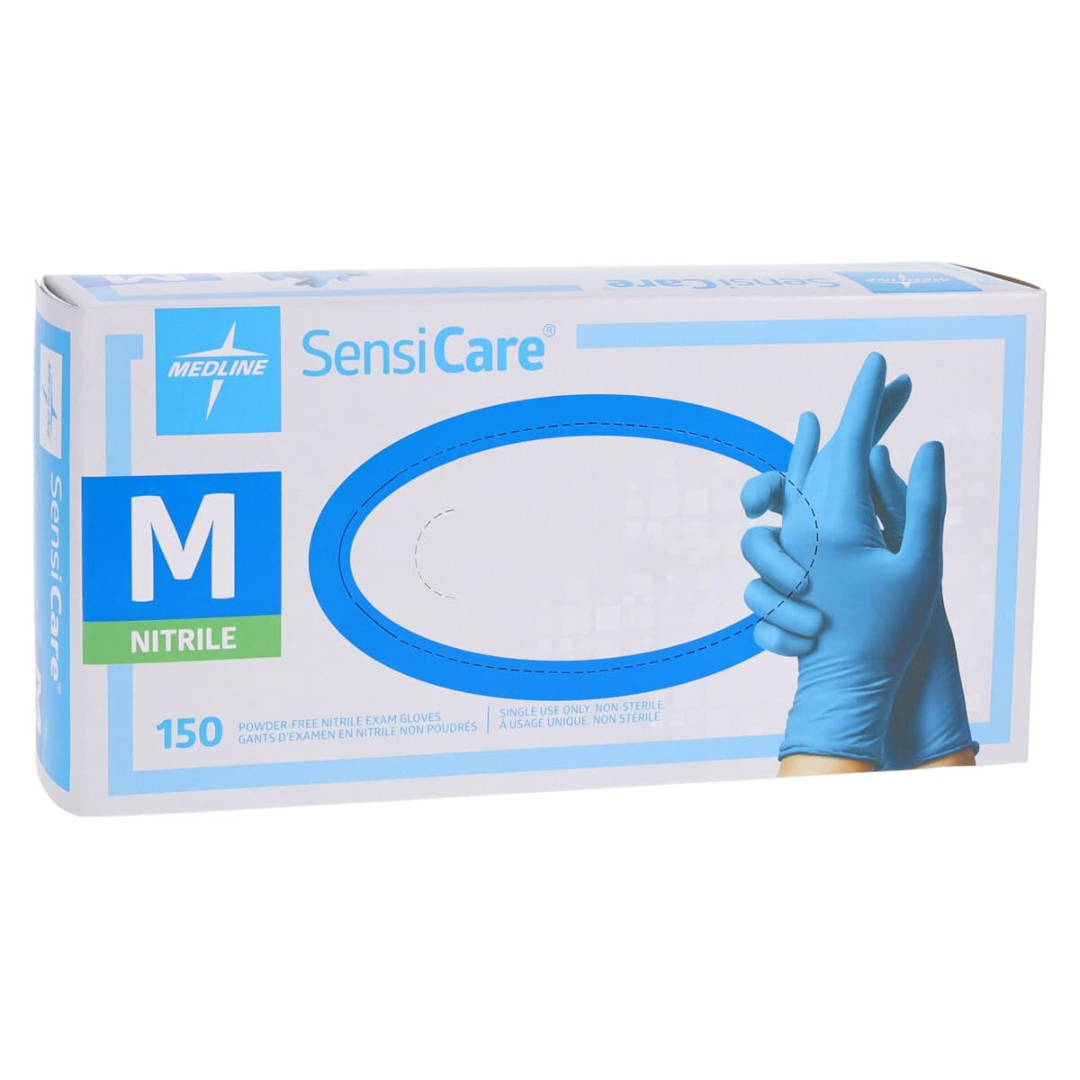 SensiCare Nitrile Exam Gloves, Powder Free, Non-Sterile, Medium, Blue, Textured Fingertip, 150/Box thumbnail 4