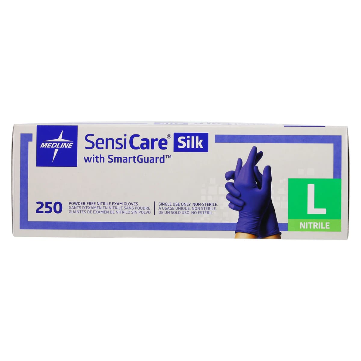 Medline SensiCare Silk Nitrile Exam Gloves, Powder Free, Non-Sterile, Large, Dark Blue, 250/Box thumbnail 6
