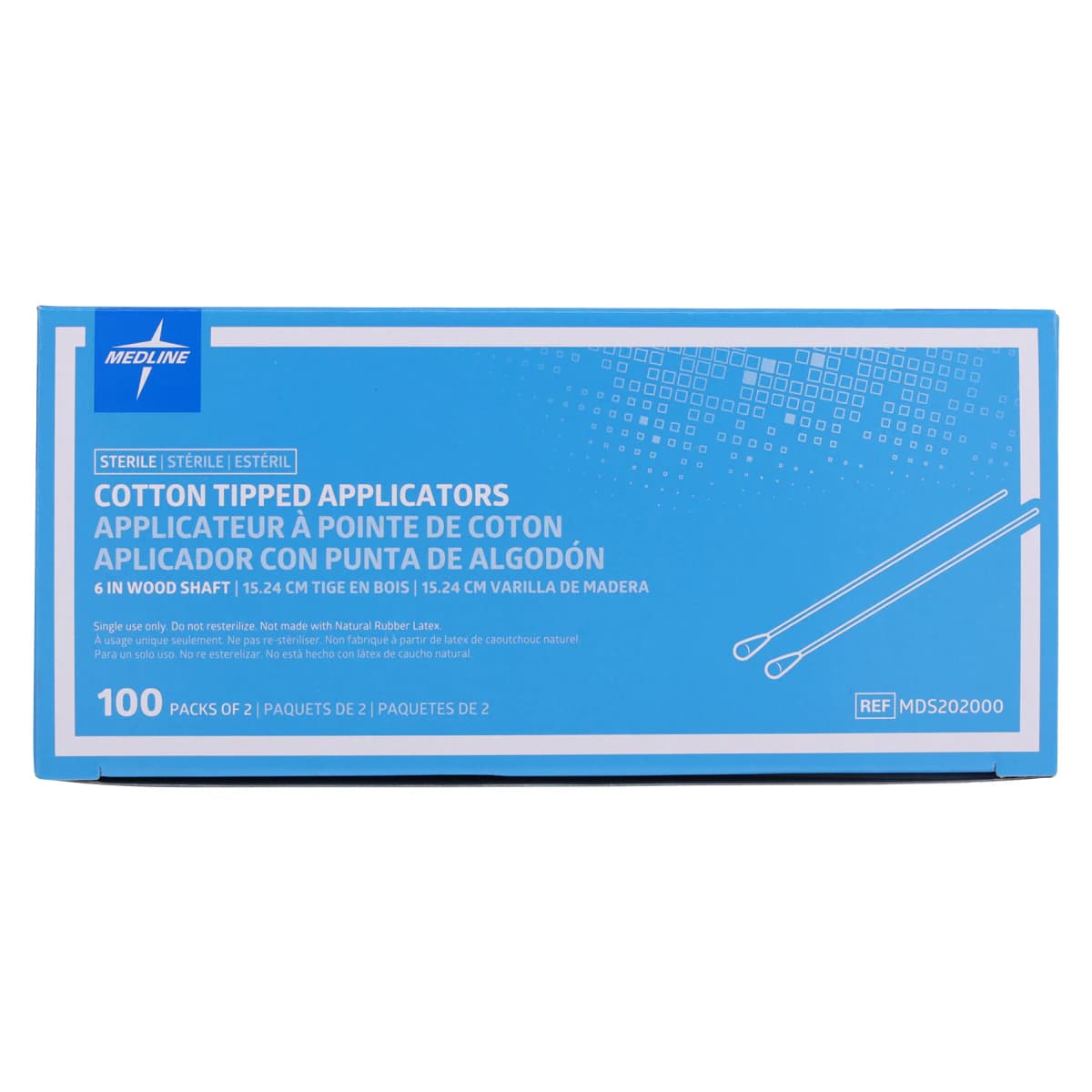 Medline Applicator Cotton Tip Wood Shaft, Sterile, 6 in, 200/Box thumbnail 4