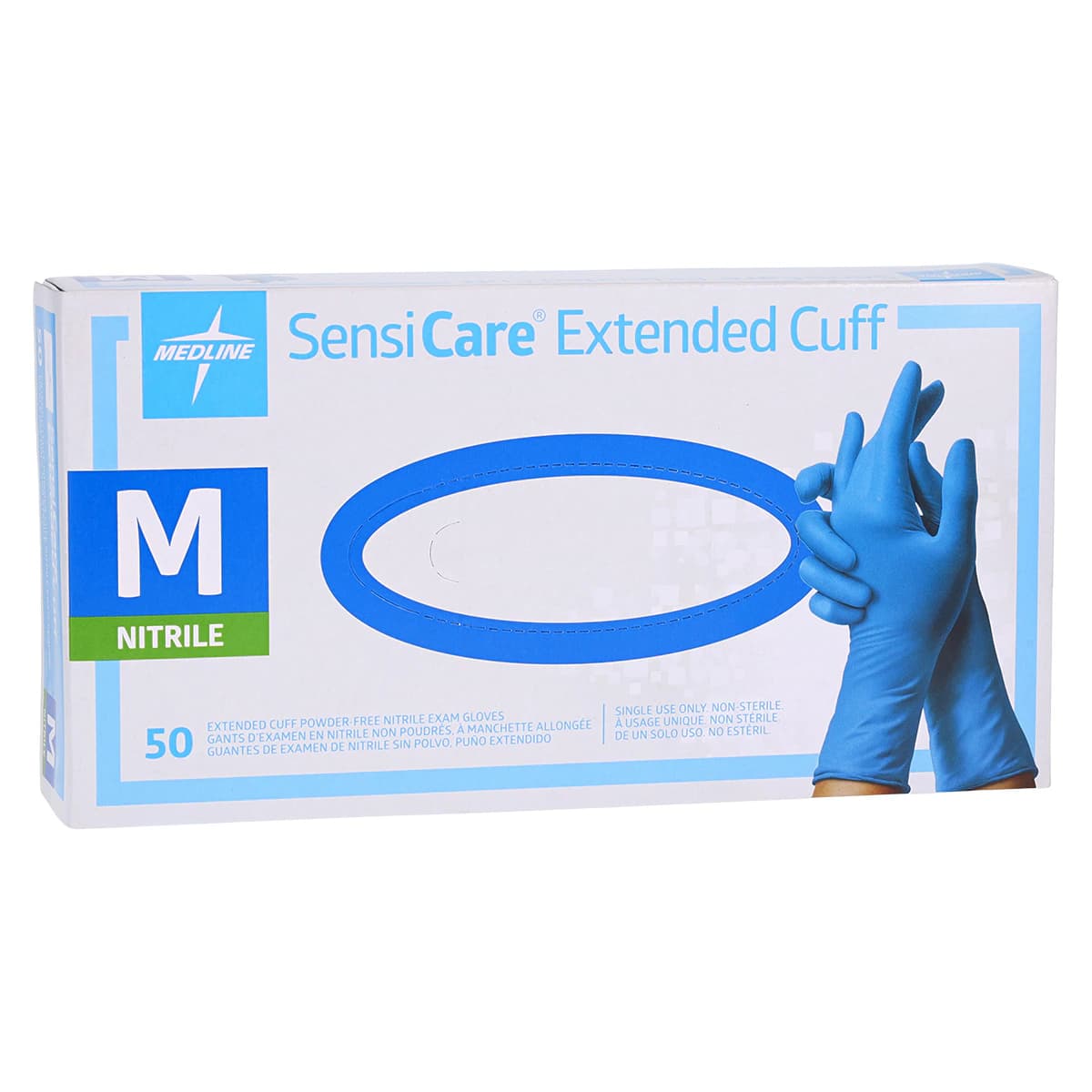 Medline SensiCare Nitrile Exam Gloves, Powder Free, Non-Sterile, Medium, Blue, Chemo Tested thumbnail 4