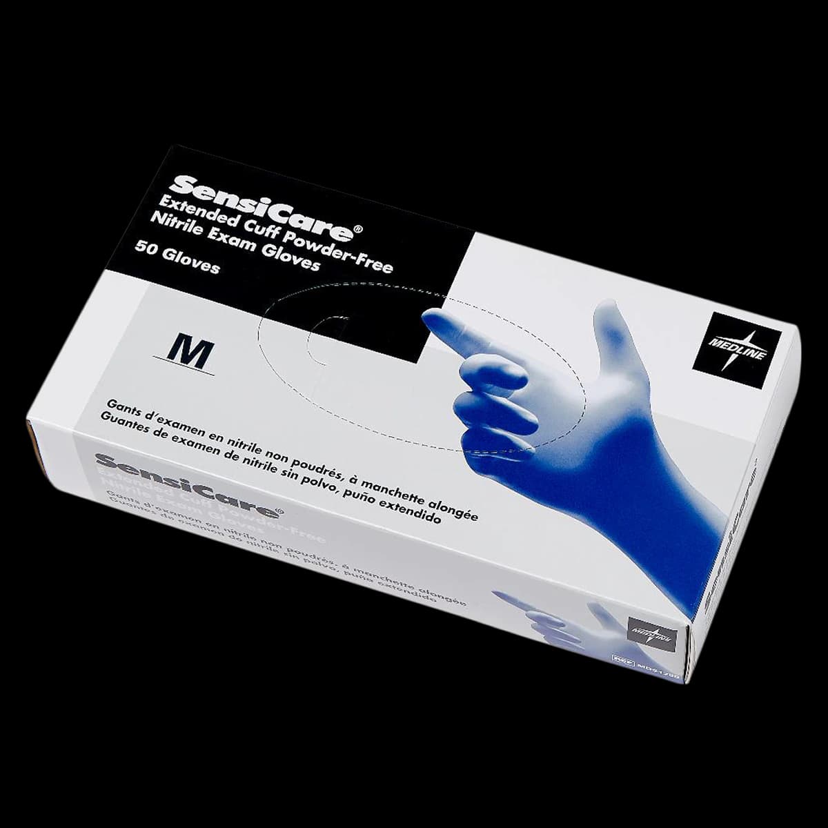 Medline SensiCare Nitrile Exam Gloves, Powder Free, Non-Sterile, Medium, Blue, Chemo Tested - Glove Sensicare Nitrile PF - Image 1