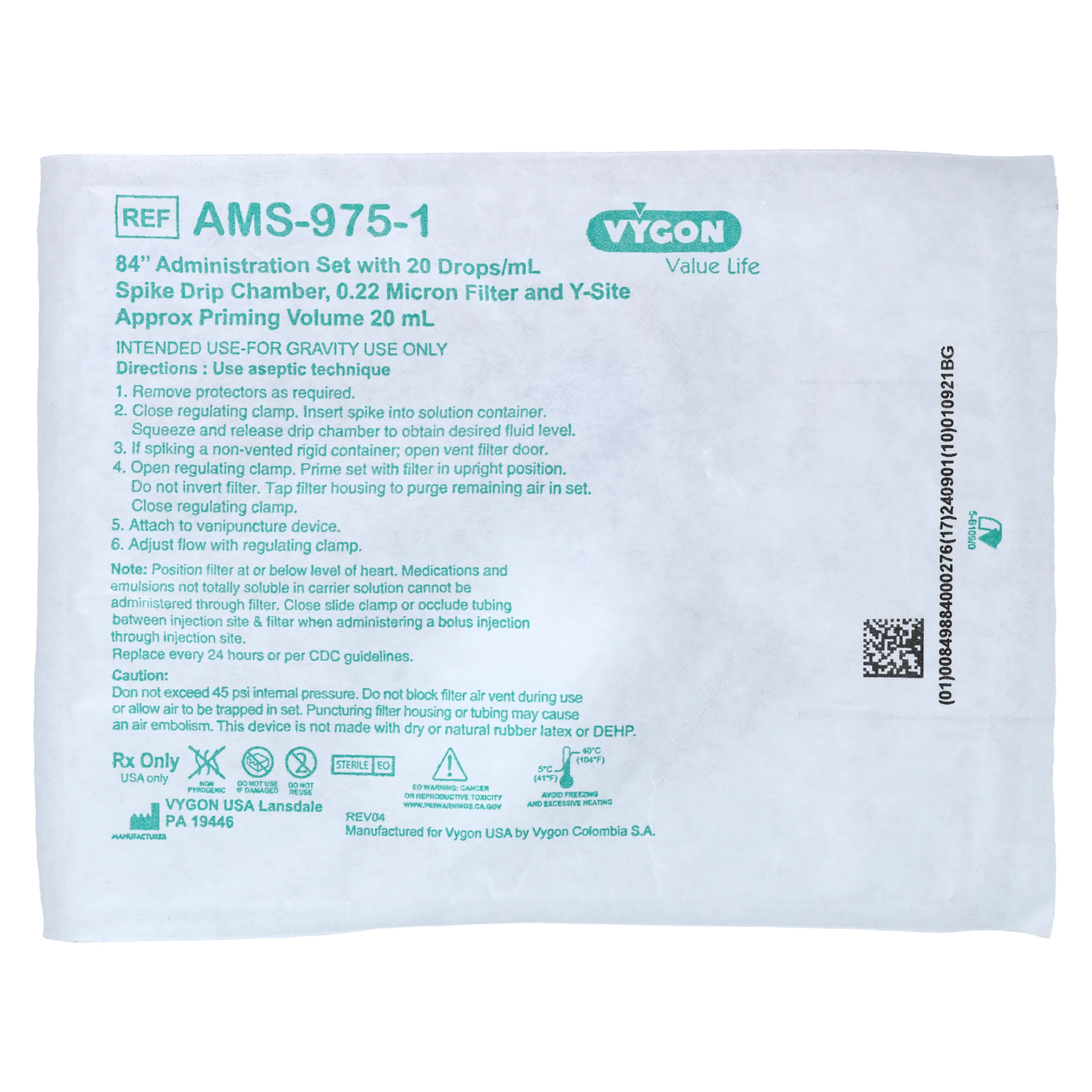 Vygon Primary Administration Set, 84", 20 Drops/mL, 0.22 Micron Filter, Male Luer Lock, Non-DEHP, Latex-Free, 01KT0J07CY3Q159AQAD699626K thumbnail 3