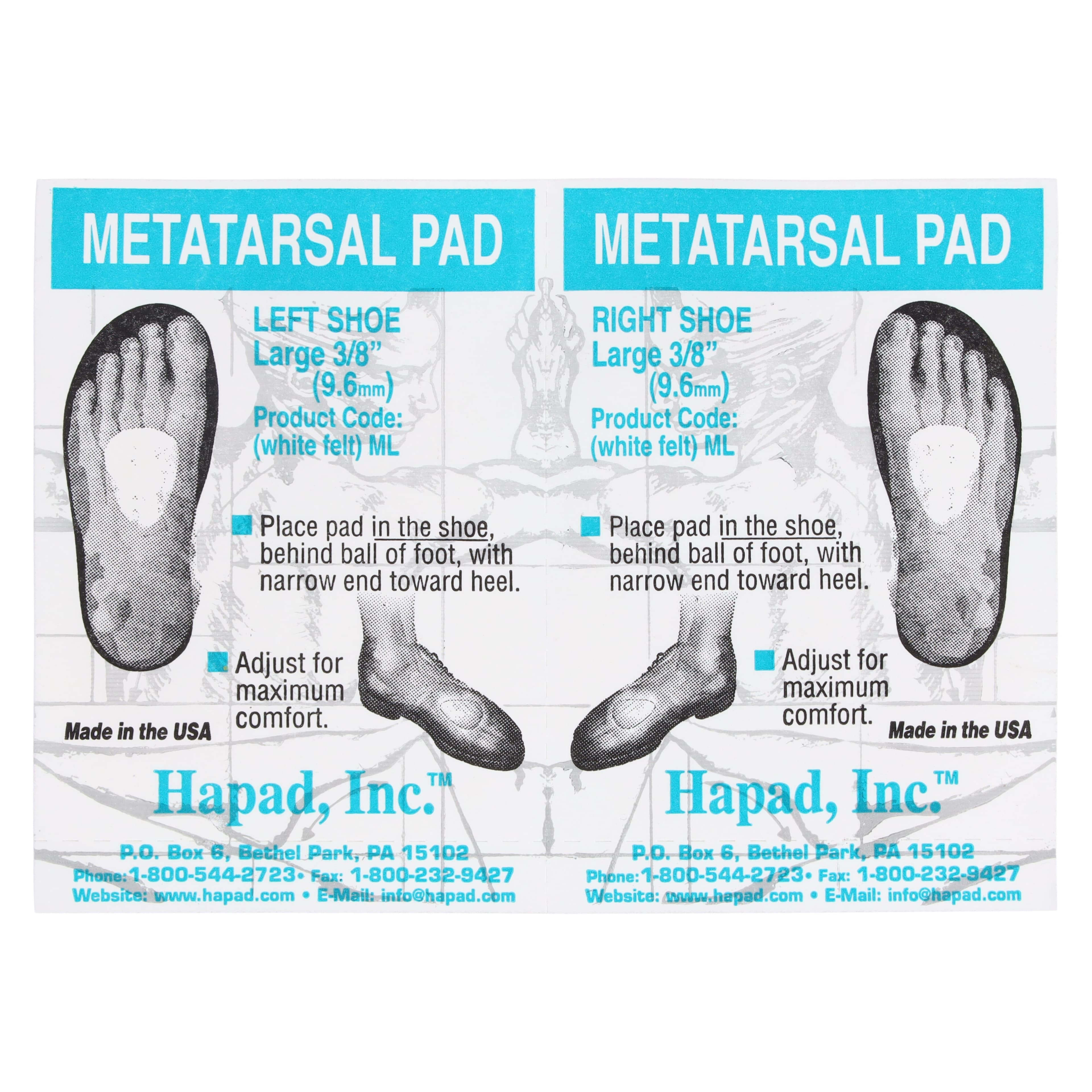 Hapad Metatarsal Pad, 3/8" Thick, Wool/Felt, Large thumbnail 4