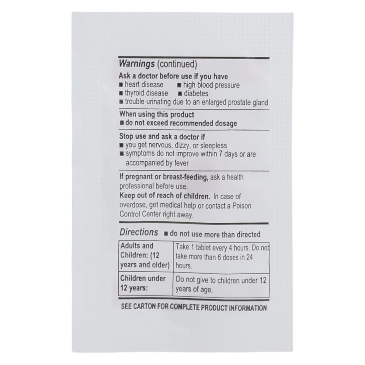 Medi-First Sinus Decongestant Oral Tablets 10mg, Unit Dose Packets, 250 Tablets/Box thumbnail 3