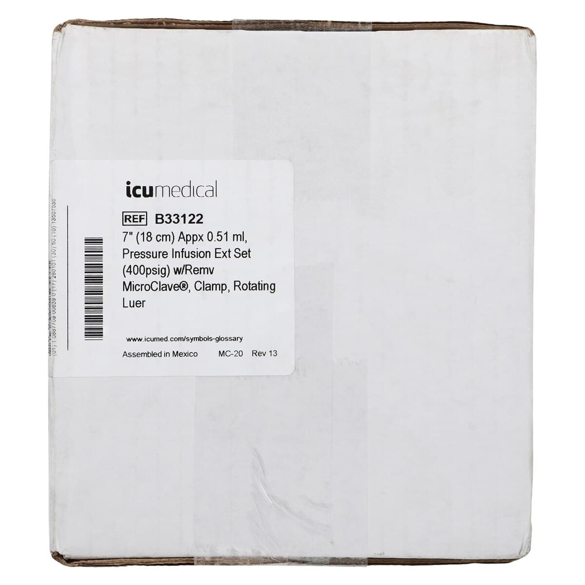 ICU Medical IV Extension Set, 7" Rotating Adapter, Purple Clamp, Removable Microclave, Non-DEHP, High Pressure, 50/Case thumbnail 3