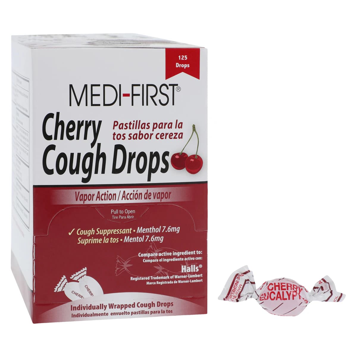 Medi-First Cough Drops, Cherry Flavor, 125/Box - Medi-First Cough Drops - Image 1