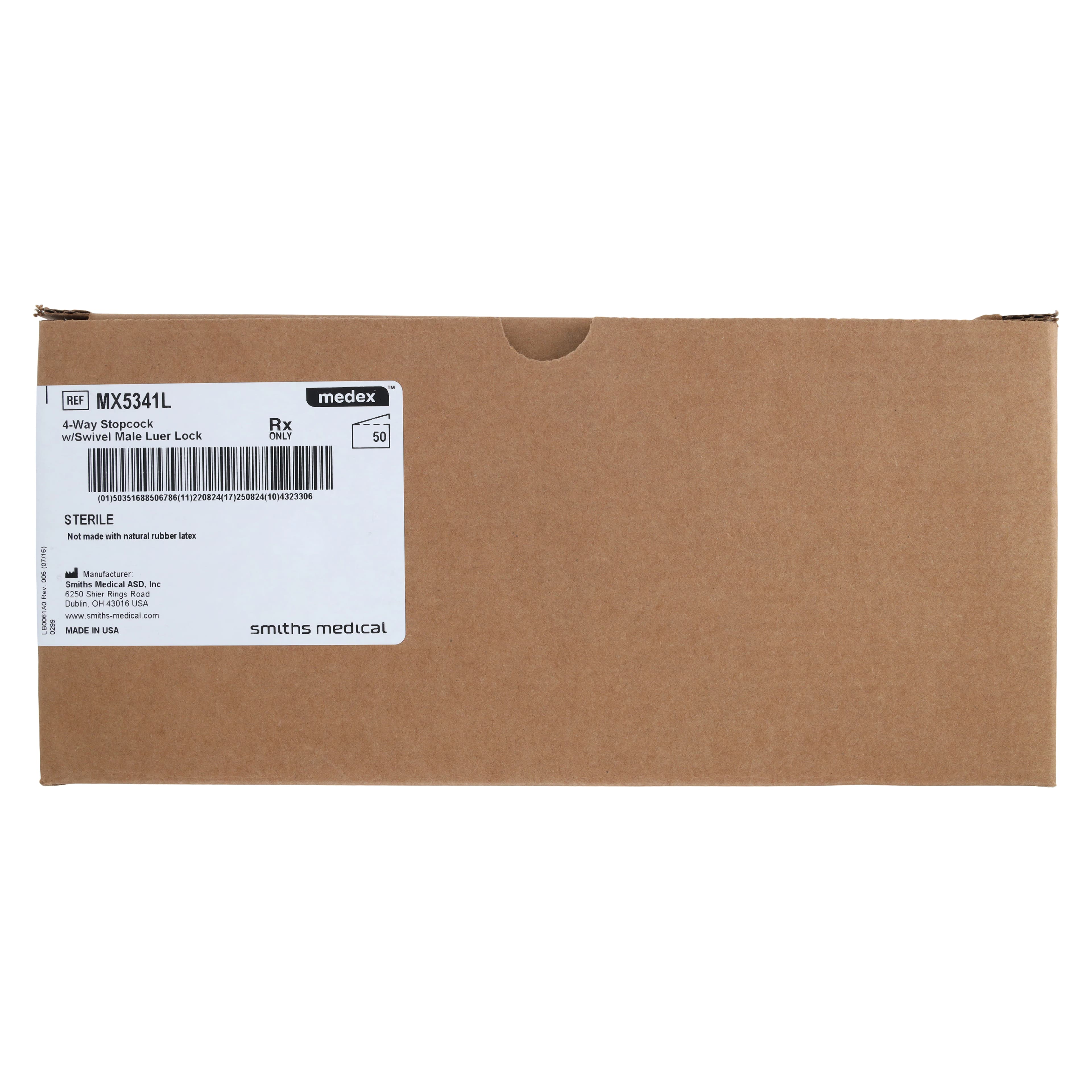 Medex 4-Way Stopcock with Swivel Male Luer Lock, Non-DEHP/Non-PVC, Sterile, Disposable, Small Bore, 50/Case thumbnail 4