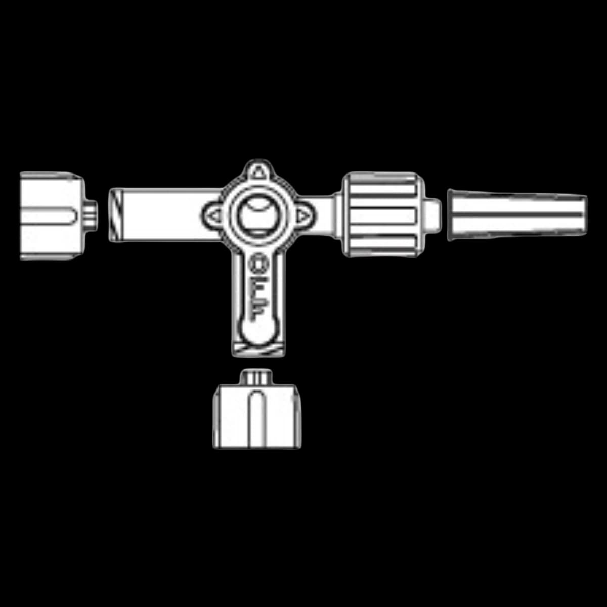 Medex 4-Way Stopcock with Swivel Male Luer Lock, Non-DEHP/Non-PVC, Sterile, Disposable, Small Bore, 50/Case - Stopcock 4Way w/Swivel Ml - Image 1