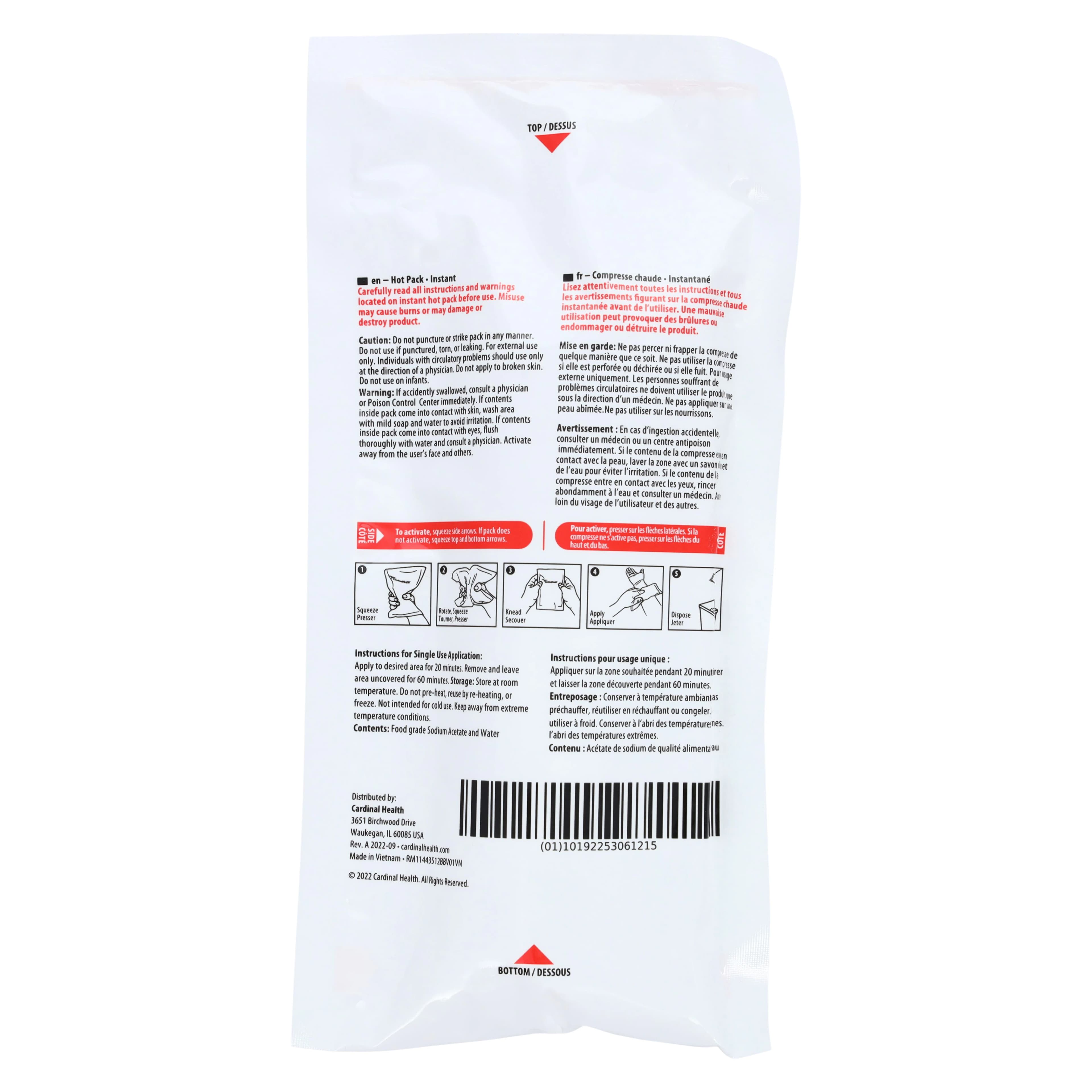 Cardinal Health Instant Hot Pack, Small, 4.5" x 9", Disposable, Case of 24 thumbnail 2