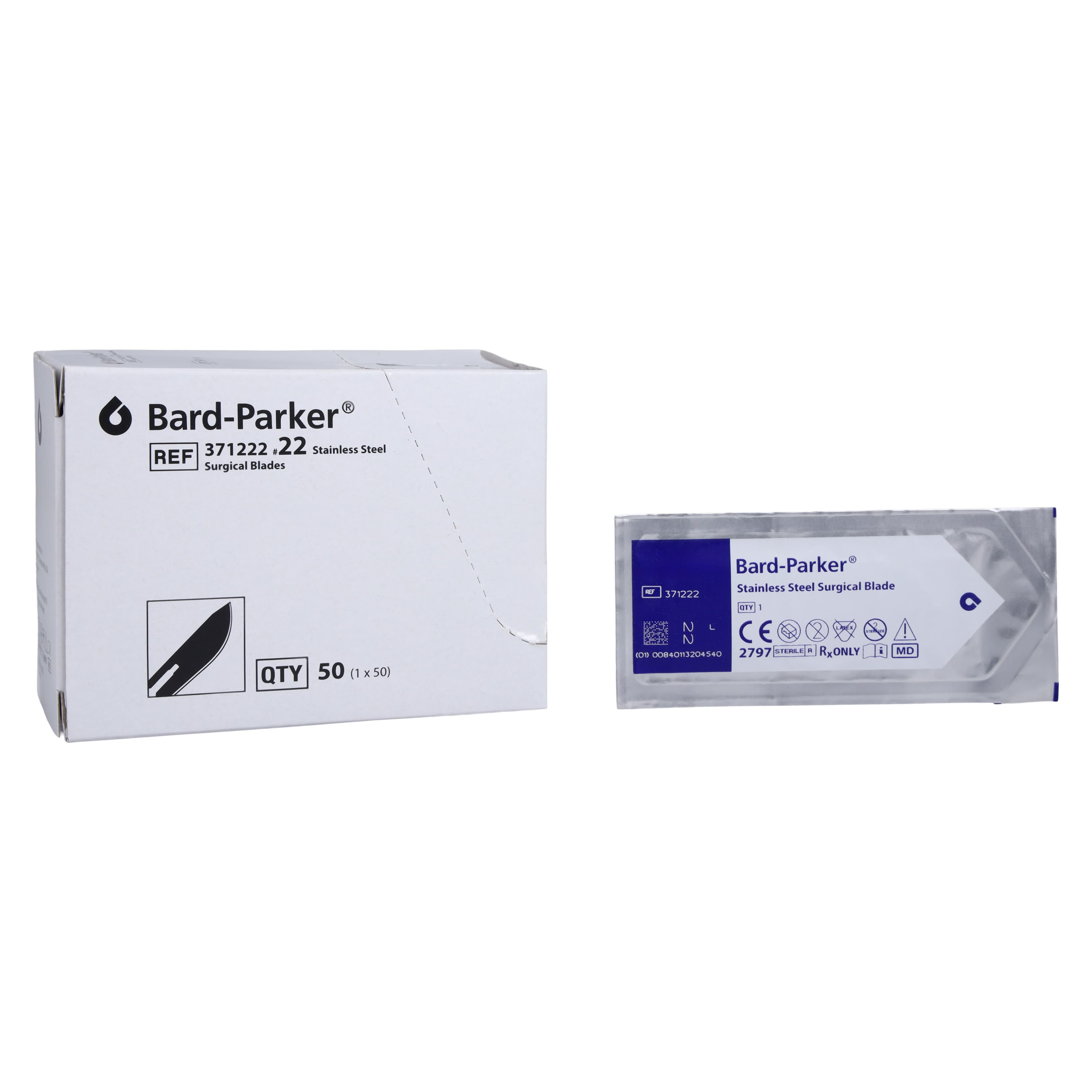 Bard-Parker Stainless Steel Sterile Surgical Blade #22, Disposable, 50/Bx thumbnail 2