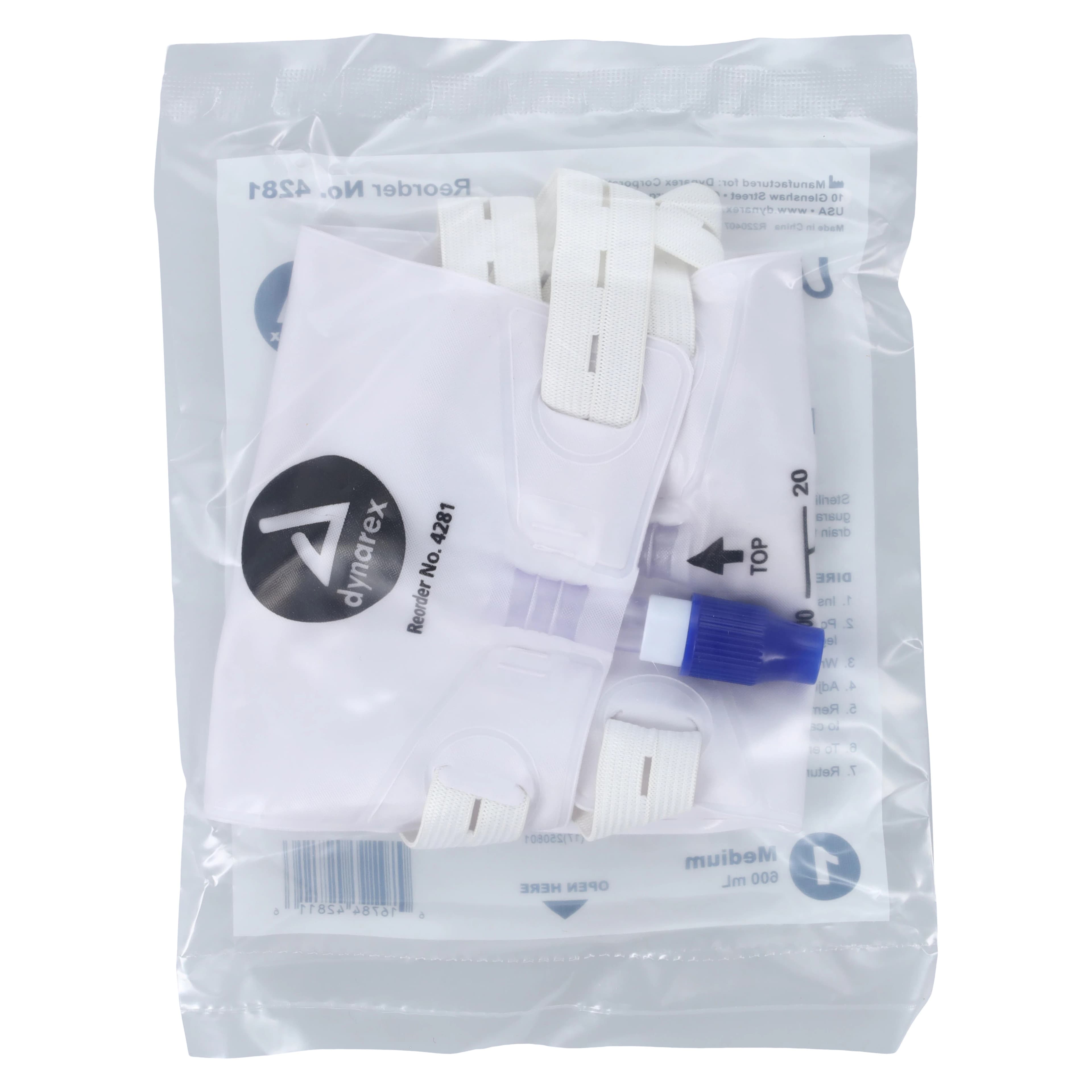 Dynarex Urinary Leg Bag, 600 mL, Disposable, Anti-Reflux Valve, Medium thumbnail 3
