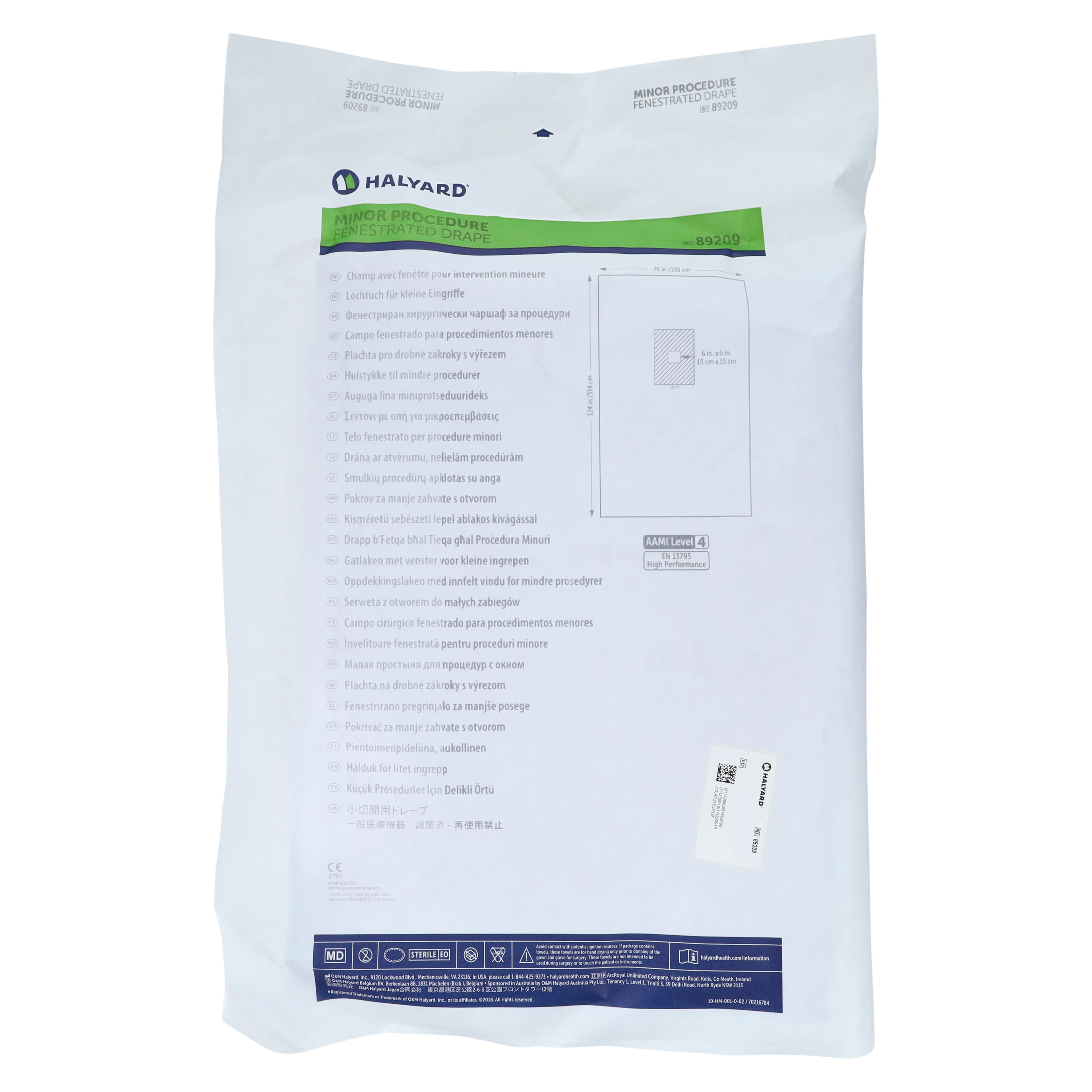 Halyard Sterile Minor Procedure Drape, 76" x 124", Fenestrated, 15 x 15 cm Opening - Procedure Drape 76x124 - Image 1