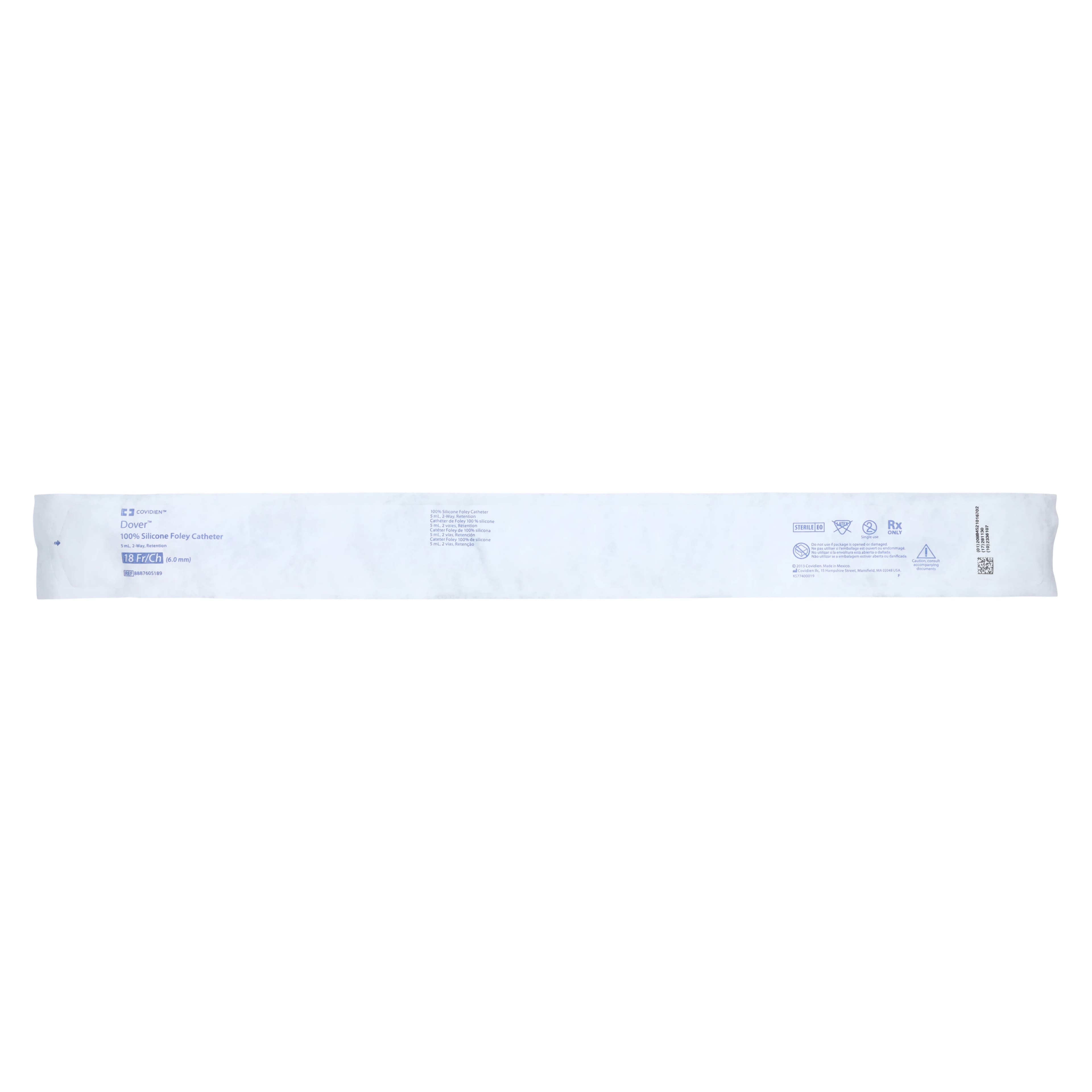 Dover 2-Way Foley Catheter, Silicone, Straight Tip, 18 Fr, 5 cc Balloon thumbnail 2