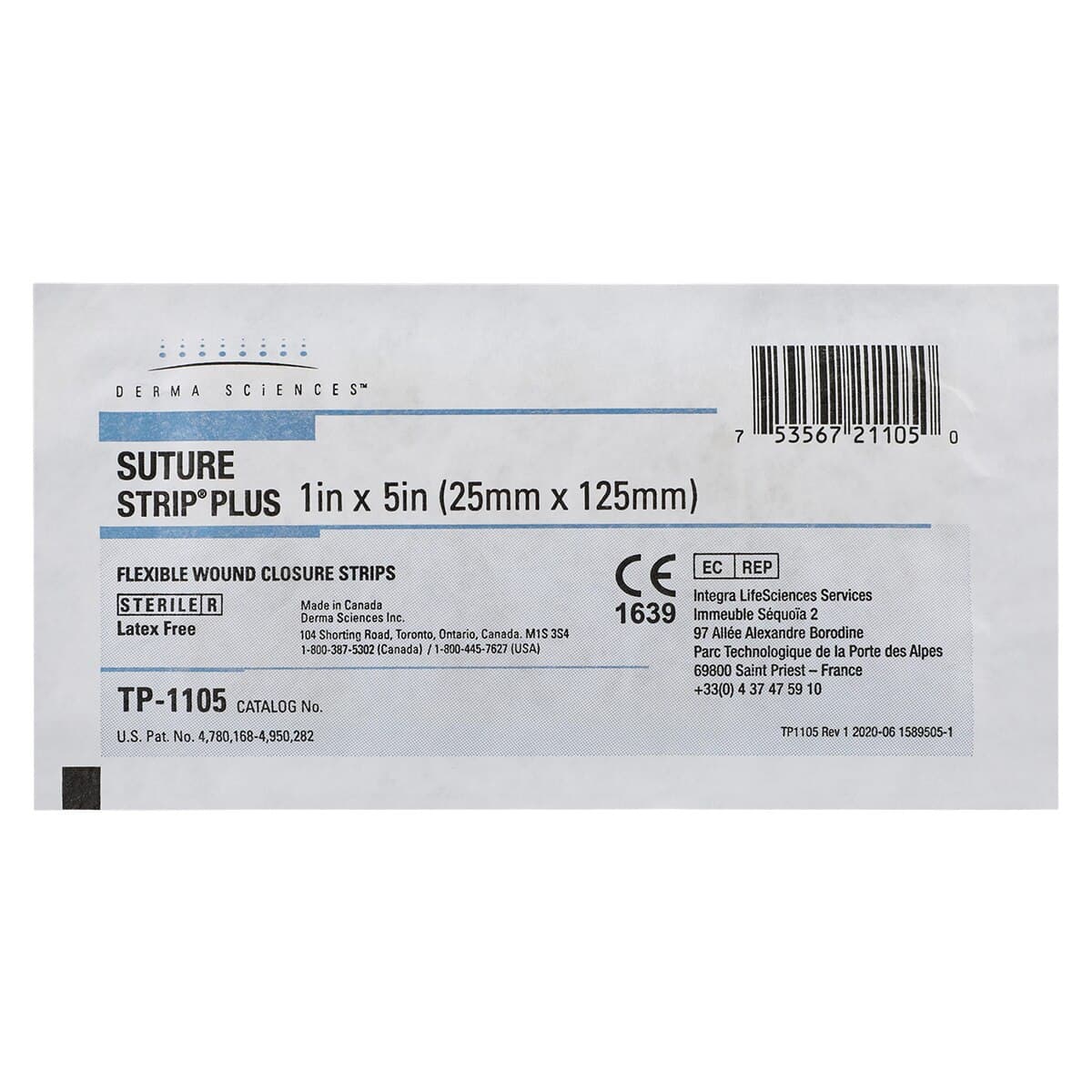 Gentell Suture Strip Plus Wound Closure Strip, Non-Woven Polyamide, 1x5", Tan, Water Resistant, Sterile, 25/Box thumbnail 3