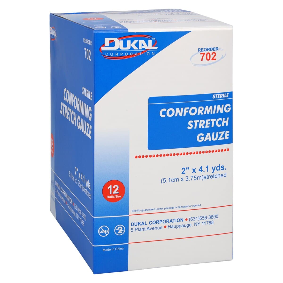 Dukal Conforming Bandage, Rayon/Polyester Blend, 2" x 4.1 yd, Sterile, 12/Box - Bandage Confrm Strch 1's ST - Image 1