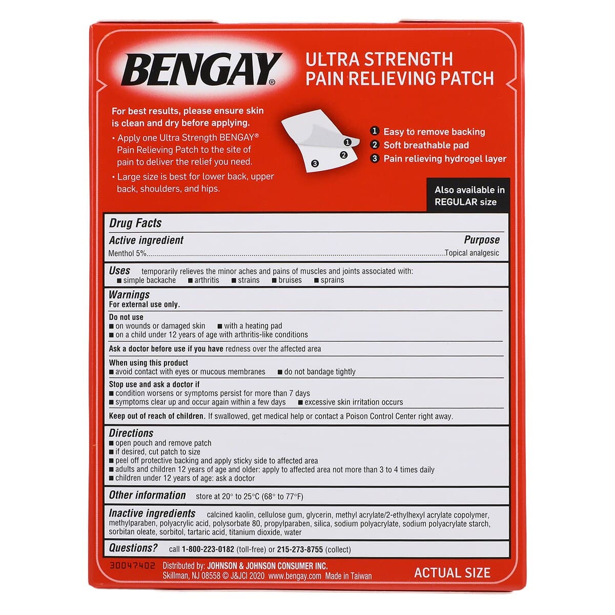 Bengay Ultra Strength Analgesic Patch, 4 Patches per Box thumbnail 2