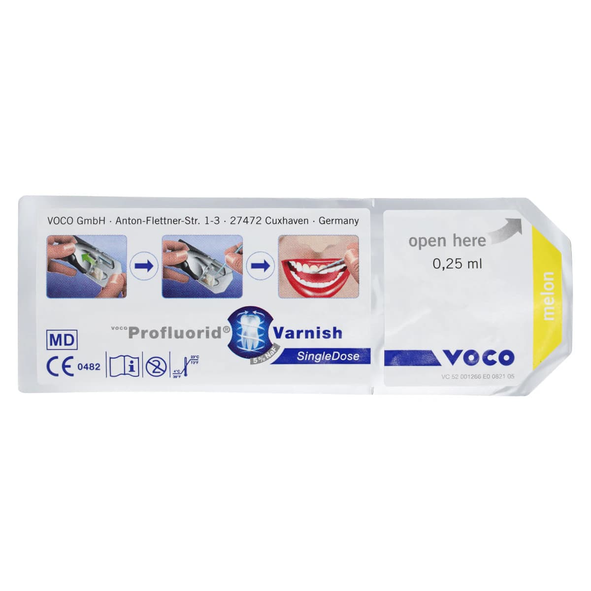 VOCO Profluorid 5% Sodium Fluoride Varnish, Melon, Kid-Sized Single Dose, 0.25 mL, White, 50/Pkg, 1268 thumbnail 3