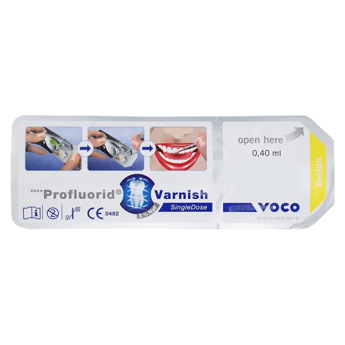 VOCO Profluorid Varnish, 5% Sodium Fluoride, SingleDose, 0.4 mL, Melon, Adult, 50/Pkg thumbnail 2