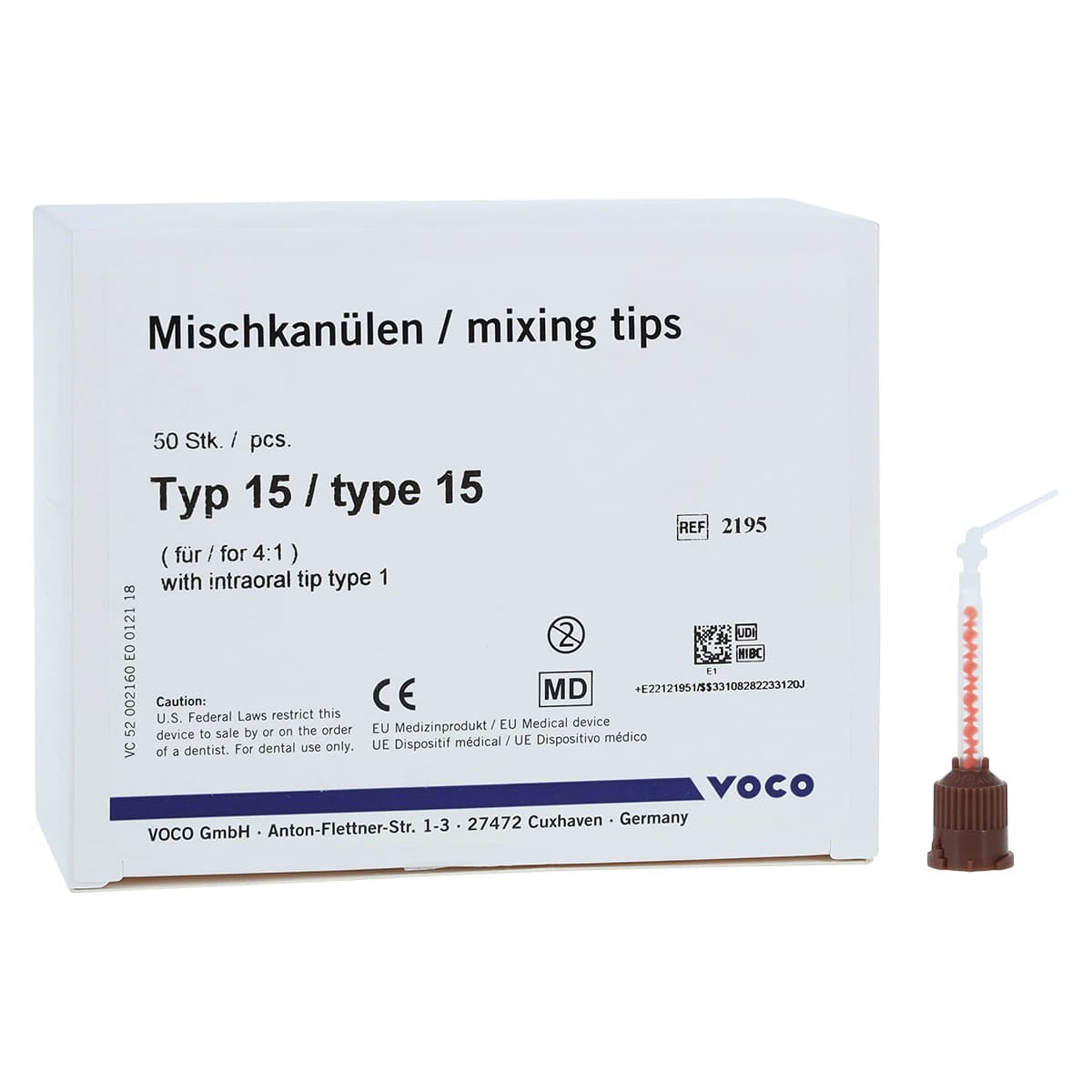 VOCO Mixing Tips Type 15 with Intraoral Tips Type 1, Brown/Orange, 50/Pkg thumbnail 2