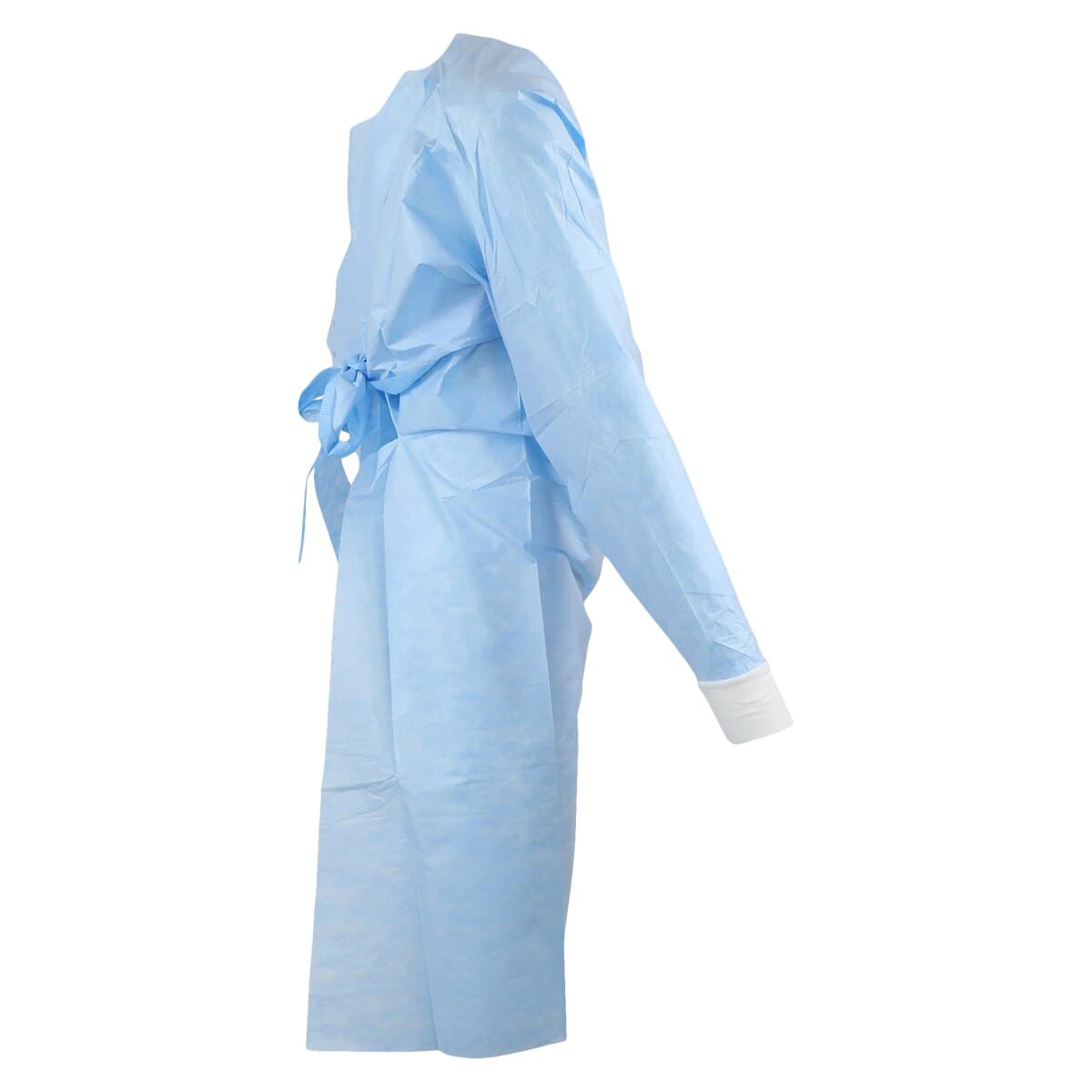 O & M Halyard Comfort Disposable Protective Gown, Impervious Knit Cuff, Not AAMI Rated, Spunbonded Film Laminate, 2X Large, Blue, 100/Case thumbnail 2